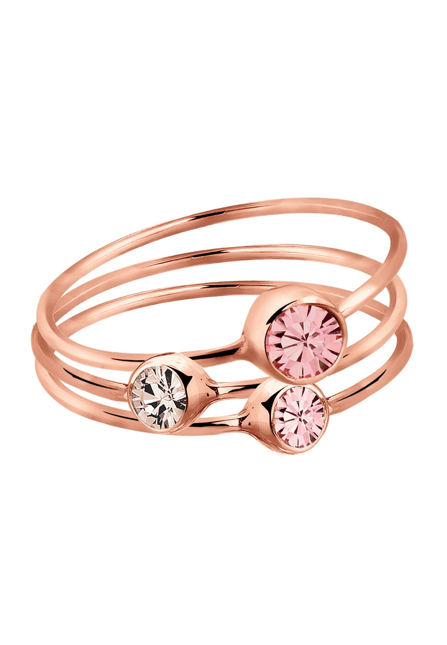 Elli Ring-Set »Ring Set Kristalle Rose 925 Sterling Silber Rosé-vergoldet«