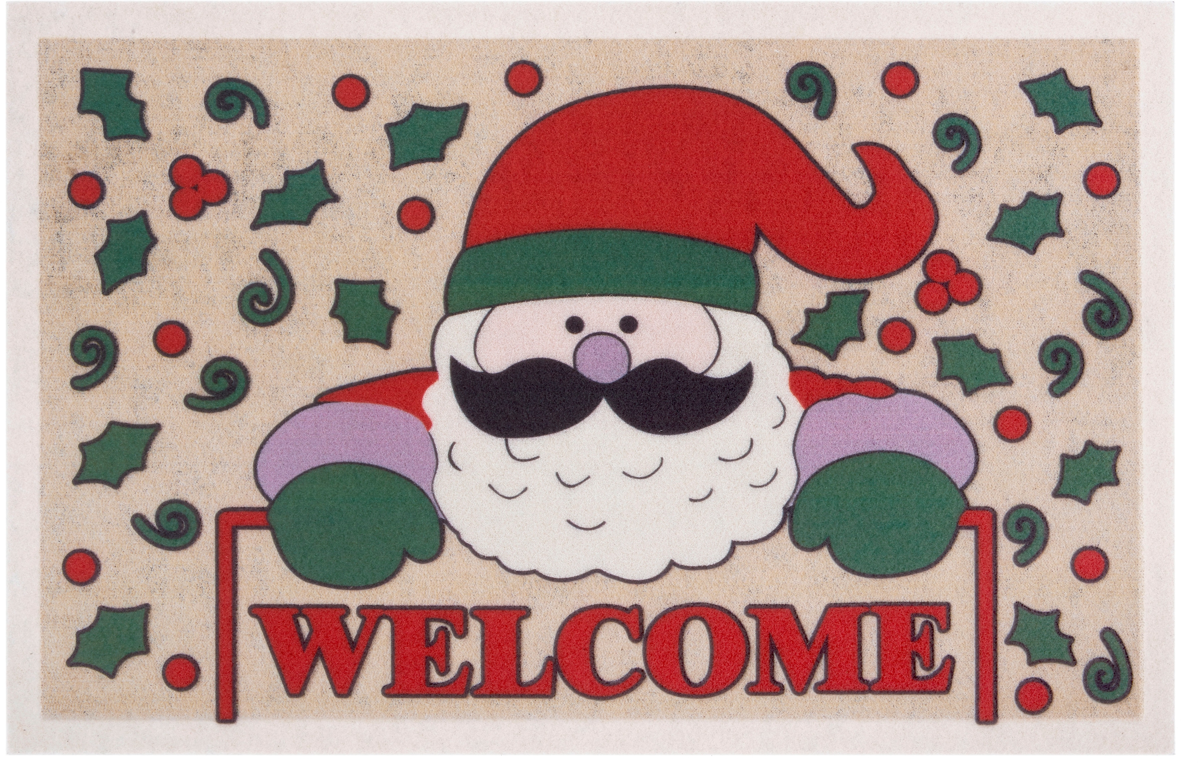 Home affaire Fußmatte »Welcome Weihnachtsmann«, rechteckig, Motiv Weihnachten, mit Spruch, Rutschfest, Schmutzfang
