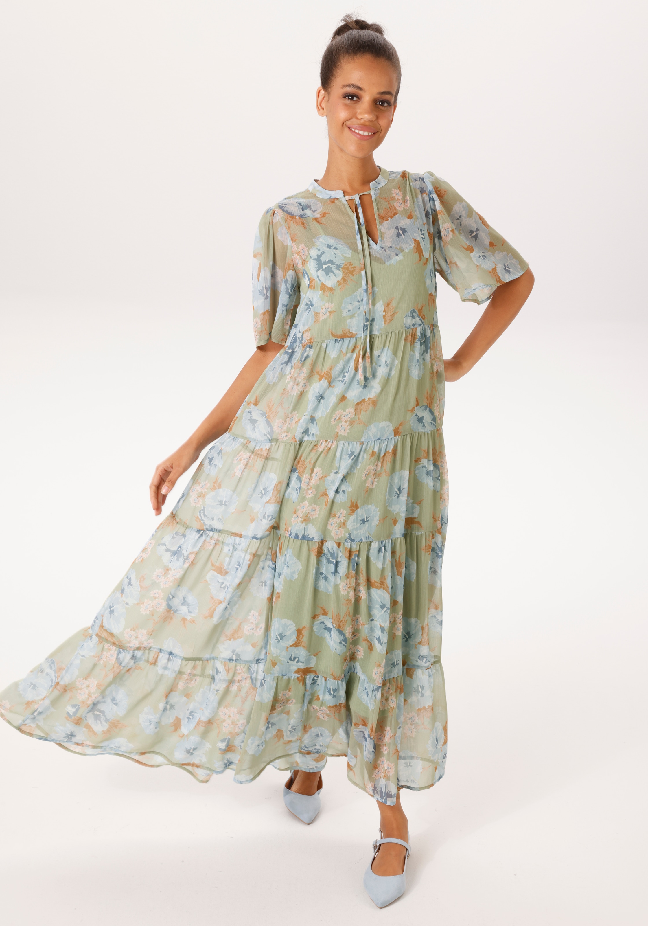 Aniston CASUAL Sommerkleid mit pastellfarbenen Blumendruck - NEUE KOLLEKTION