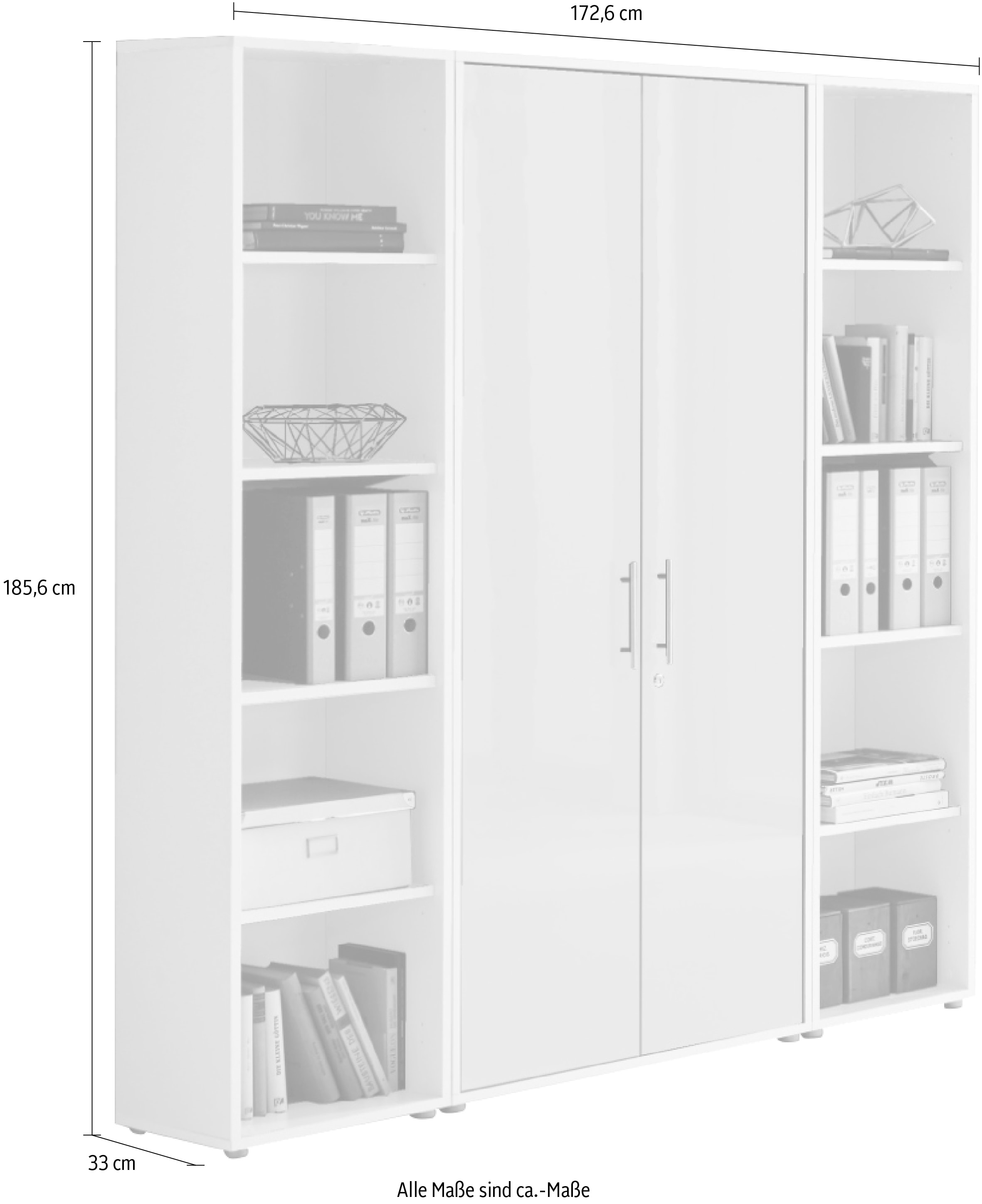BMG Möbel Büromöbel-Set »Tabor«, besteht aus 1 Aktenschrank und 2 Regalen