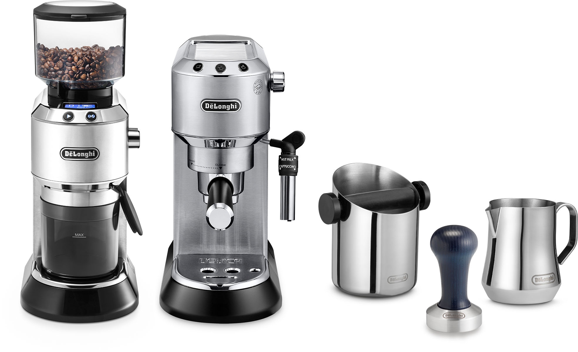 De'longhi Espressomaschine »ECKG6821.M« Barista Bundle inkl. Tamper, Milchkännchen und Knock-Box in silberfarben