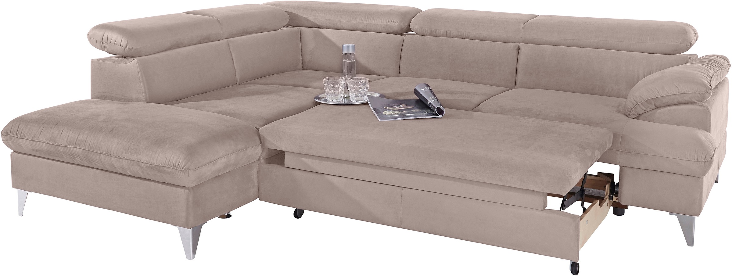 COTTA Ecksofa »Caluso L-Form«, inklusive Kopfteilverstellung, wahlweise mit Bettfunktion