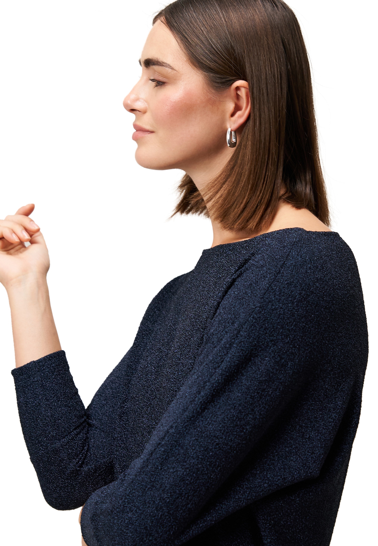 Zero Langarmshirt »Glitzershirt mit U-Boot Ausschnitt«