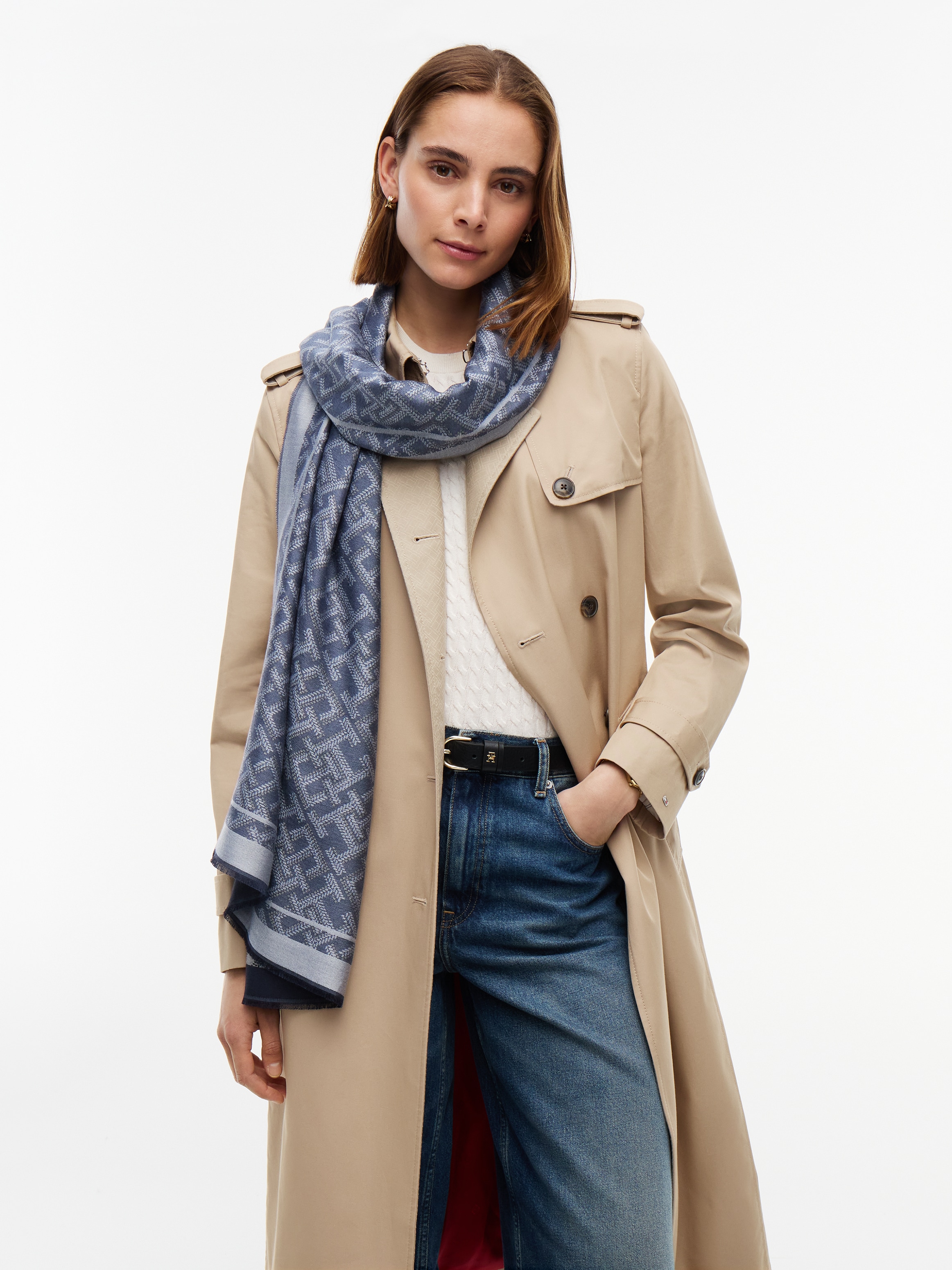 Tommy Hilfiger Modetuch »MONOGRAM JACQ SCARF« Regular fit mit Monogramprint