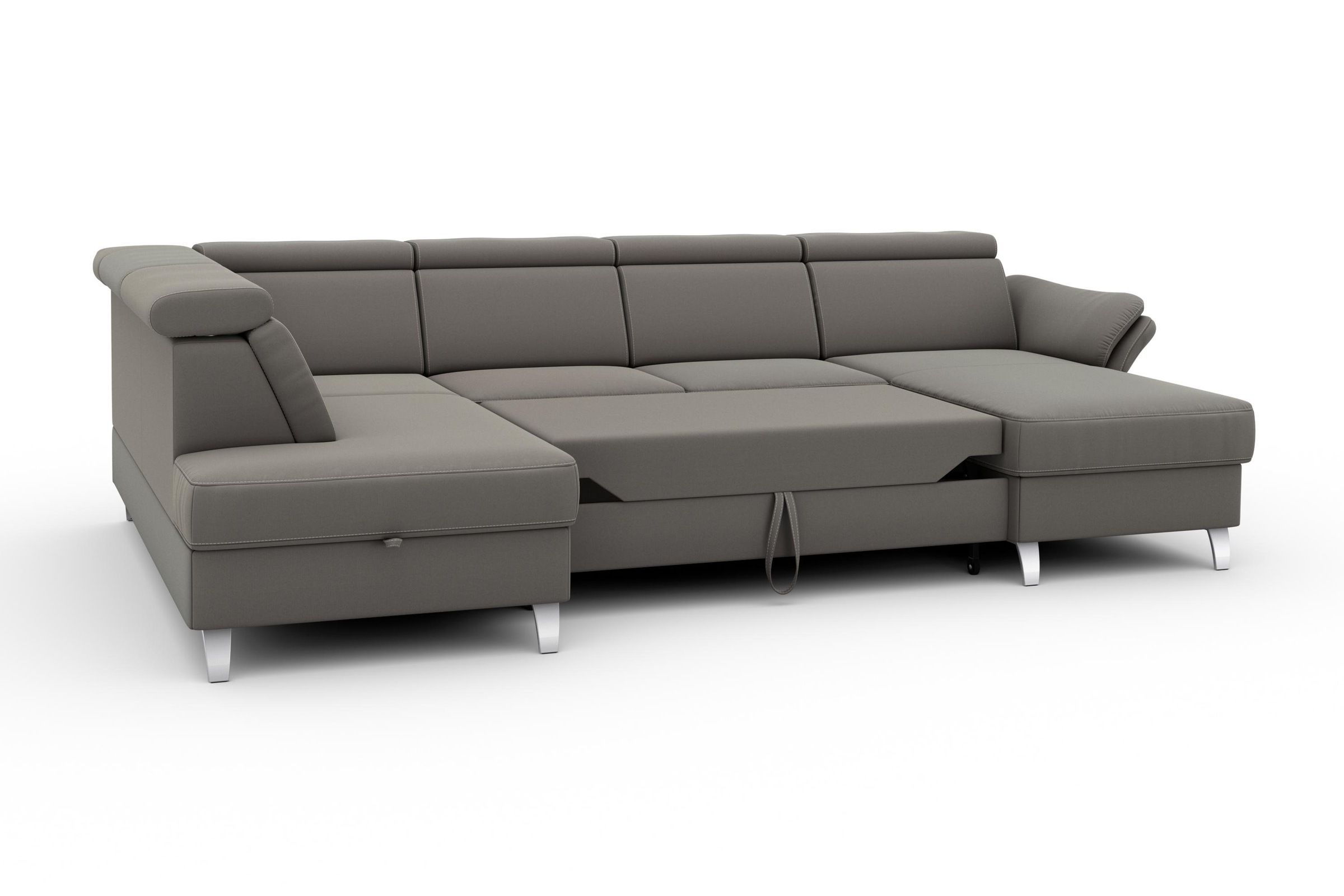 sit&more Wohnlandschaft »Vincenzo U-Form«, inklusive Kopfteilverstellung, wahlweise mit Bettfunktion, Bettkasten