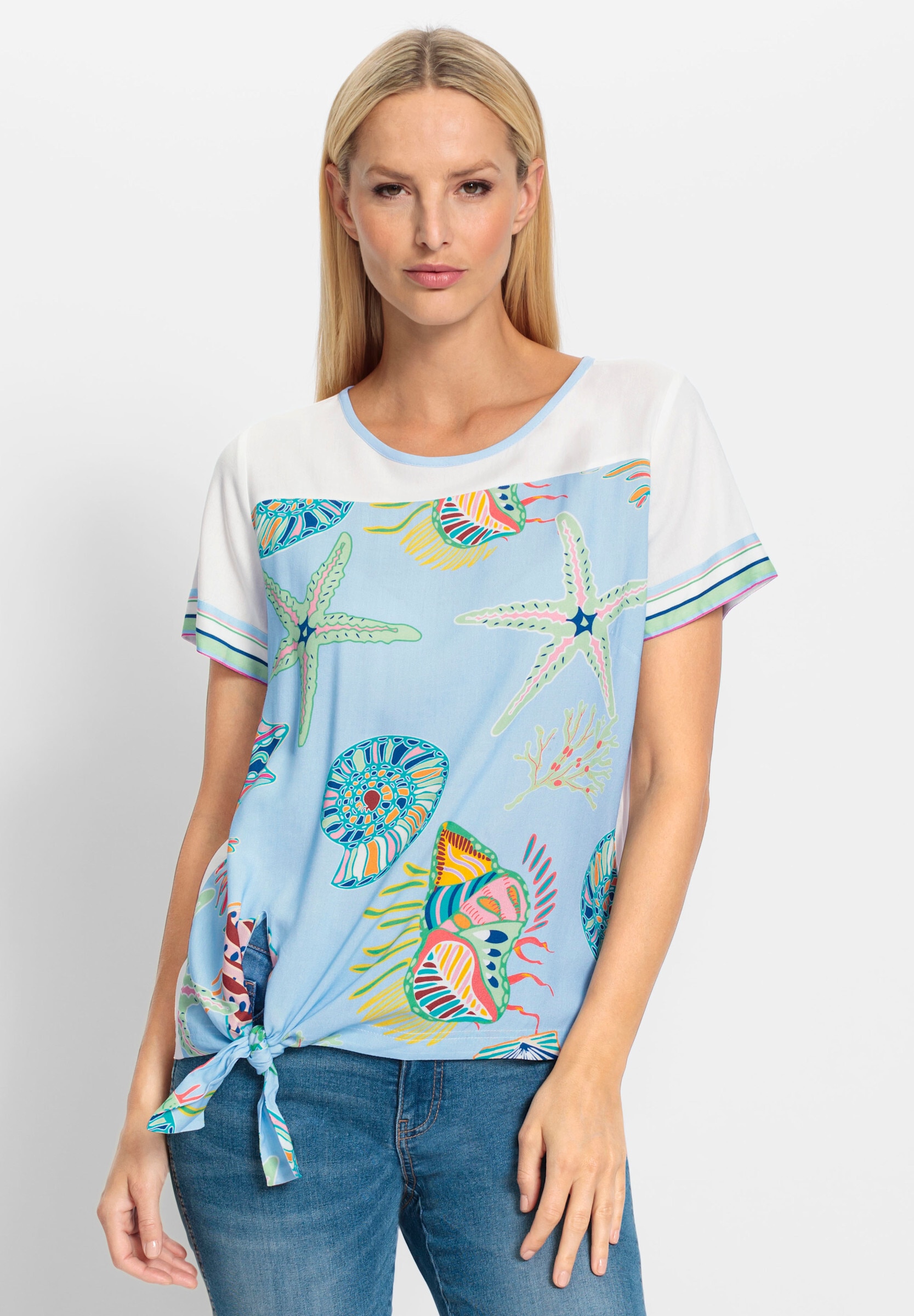 heine Klassische Bluse »Druckbluse Druckbluse seitlich zum Knoten«