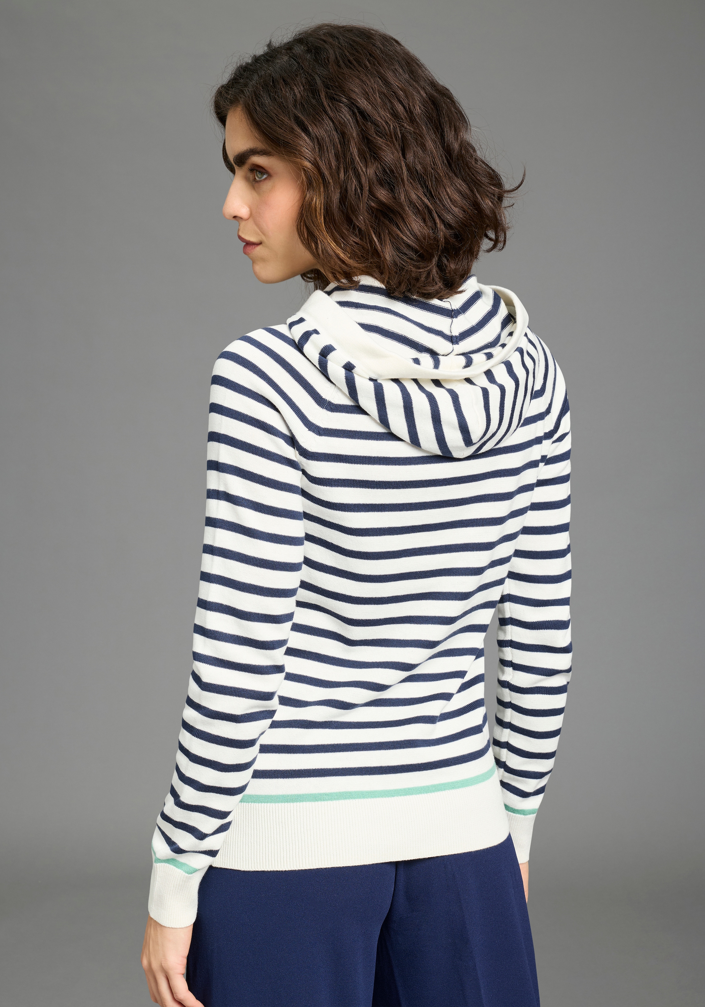 Laura Scott Kapuzenpullover leichter Übergangspullover mit modernen Streifen