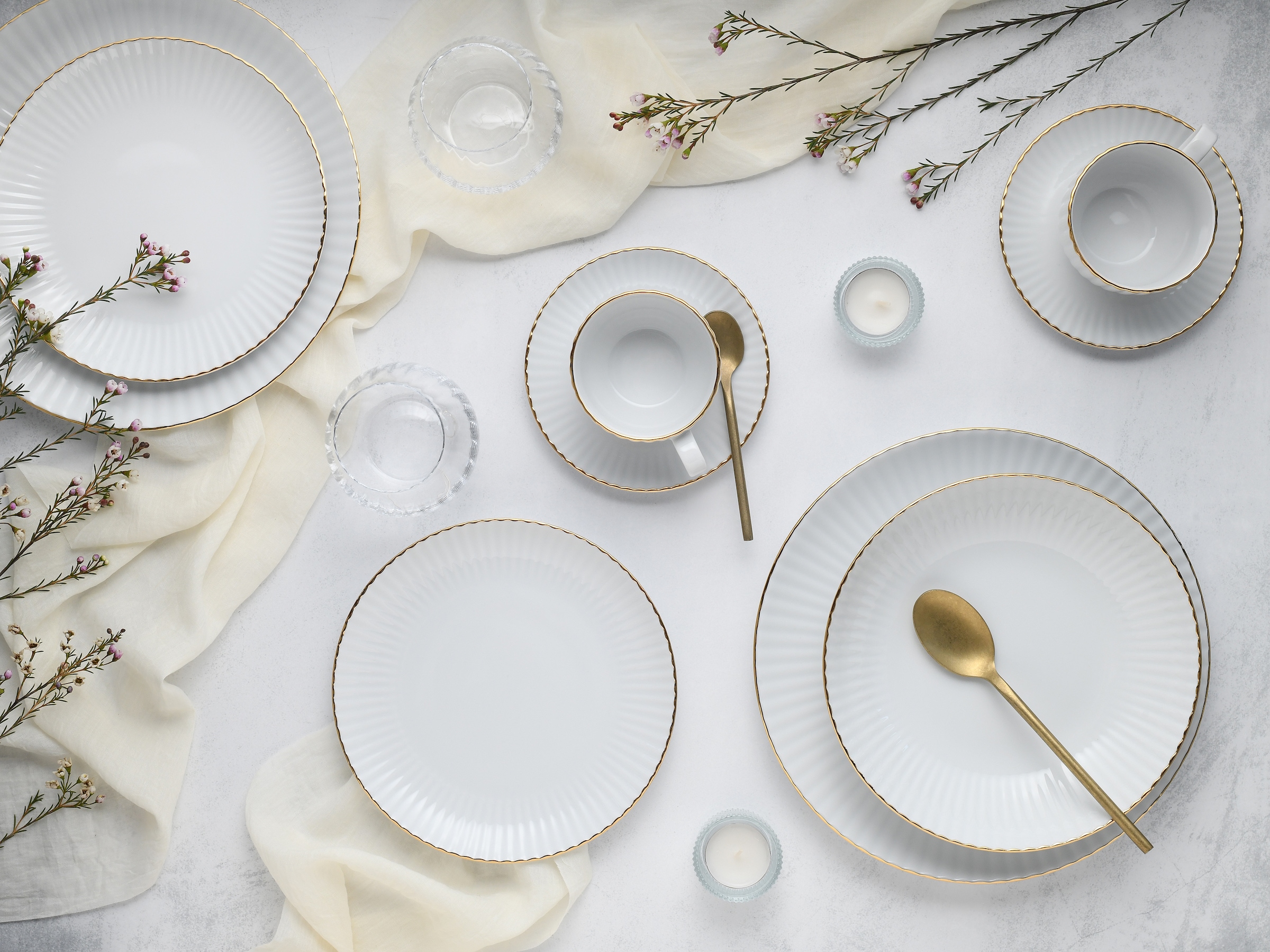 CreaTable Kombiservice »Allegra Goldband, Service 30-tlg.« Klassisch, Elegant, Von Hand gemalter Goldrand