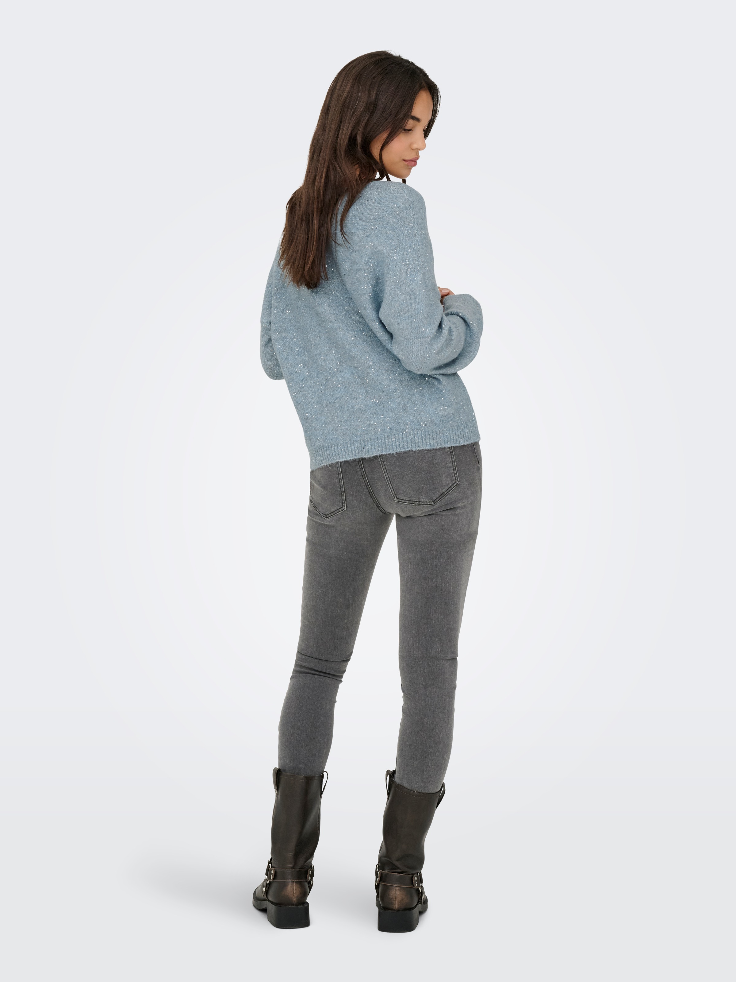 ONLY Strickpullover »ONLARIZONA LS SEQUINS V-NECK PUL KNT«