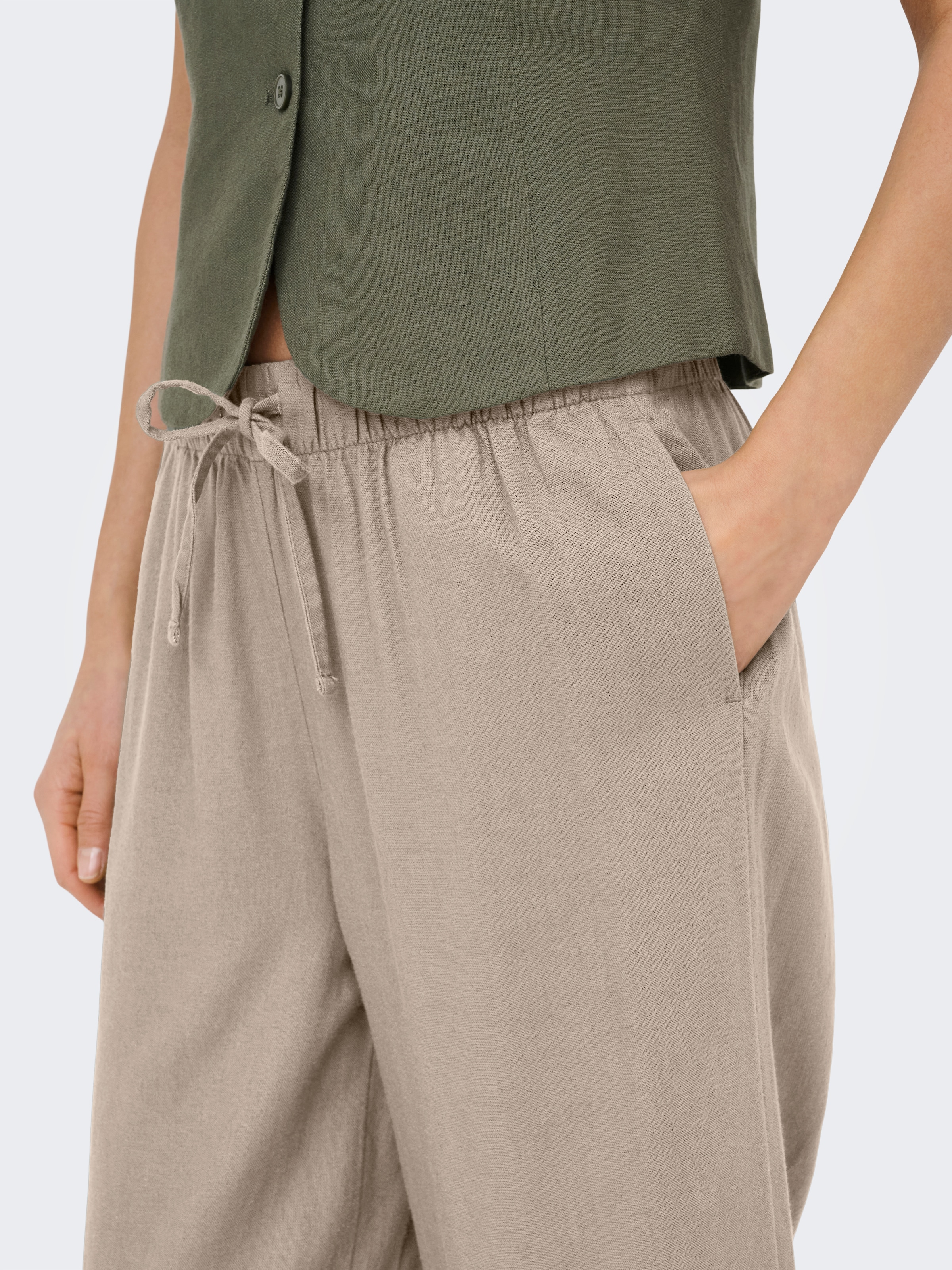 ONLY Culotte »ONLGOA MW LIN BL PULL-UP CULOTTE CC PNT«  mit Leinen