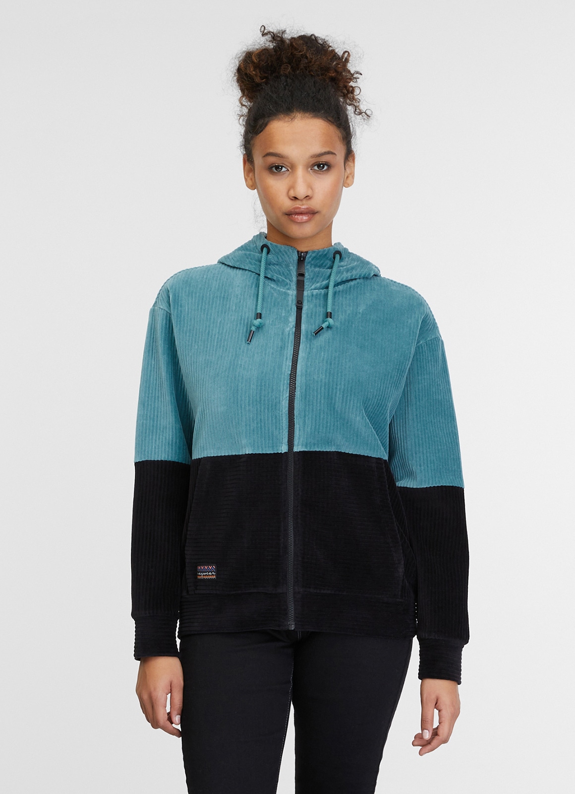 Kapuzensweatjacke »COLBIE BLOCK ZIP«, in Cord Optik und Colorblock