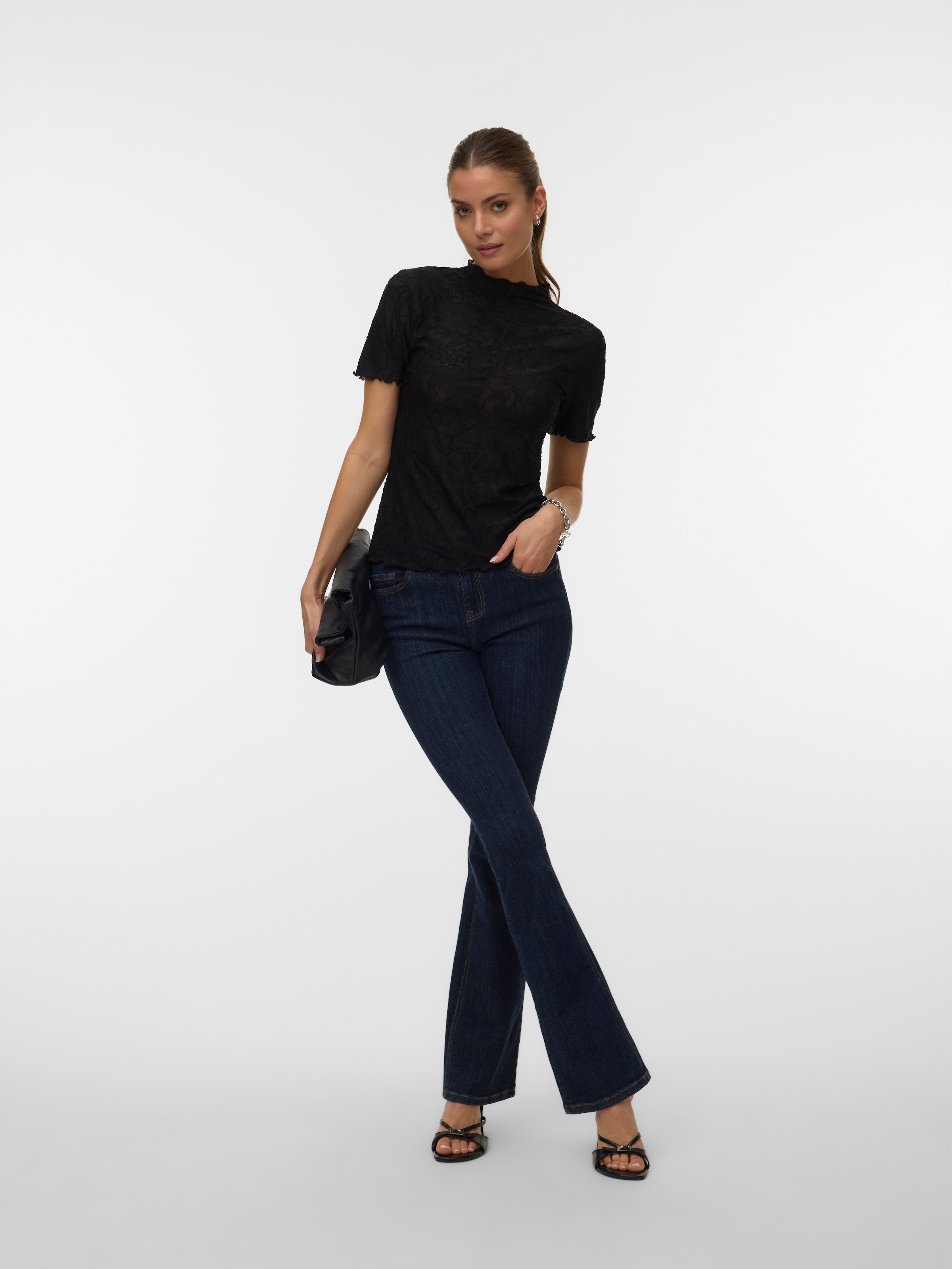 Vero Moda Kurzarmshirt »VMLAYLA SS TOP JRS NOOS« Materialmix