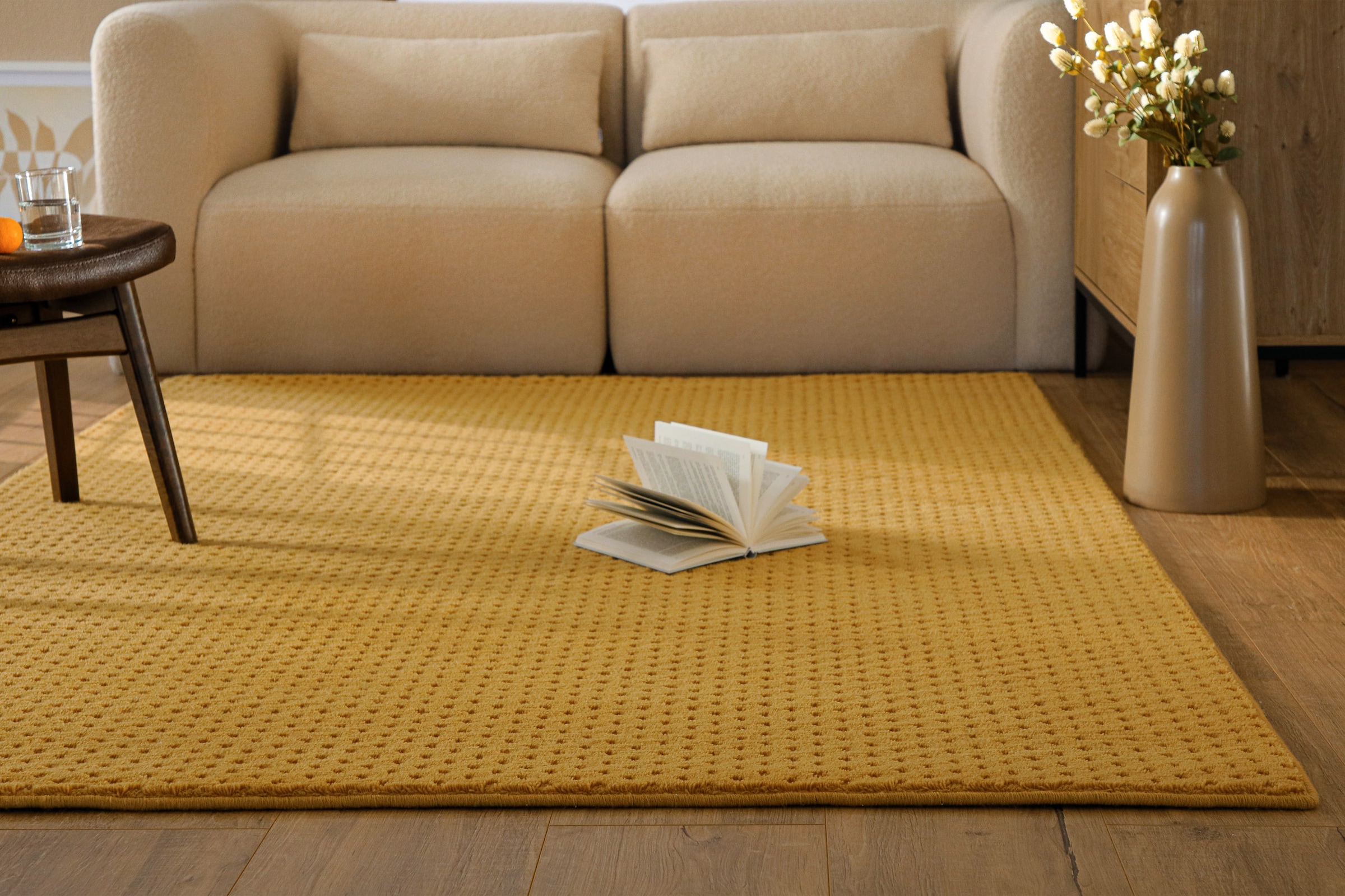 Wecon home Teppich »Castello THREE« rechteckig 7 mm Höhe Schurwolle, Kurzflor mit Hoch-Tief-Effekt, Wohnzimmer, Punktmuster