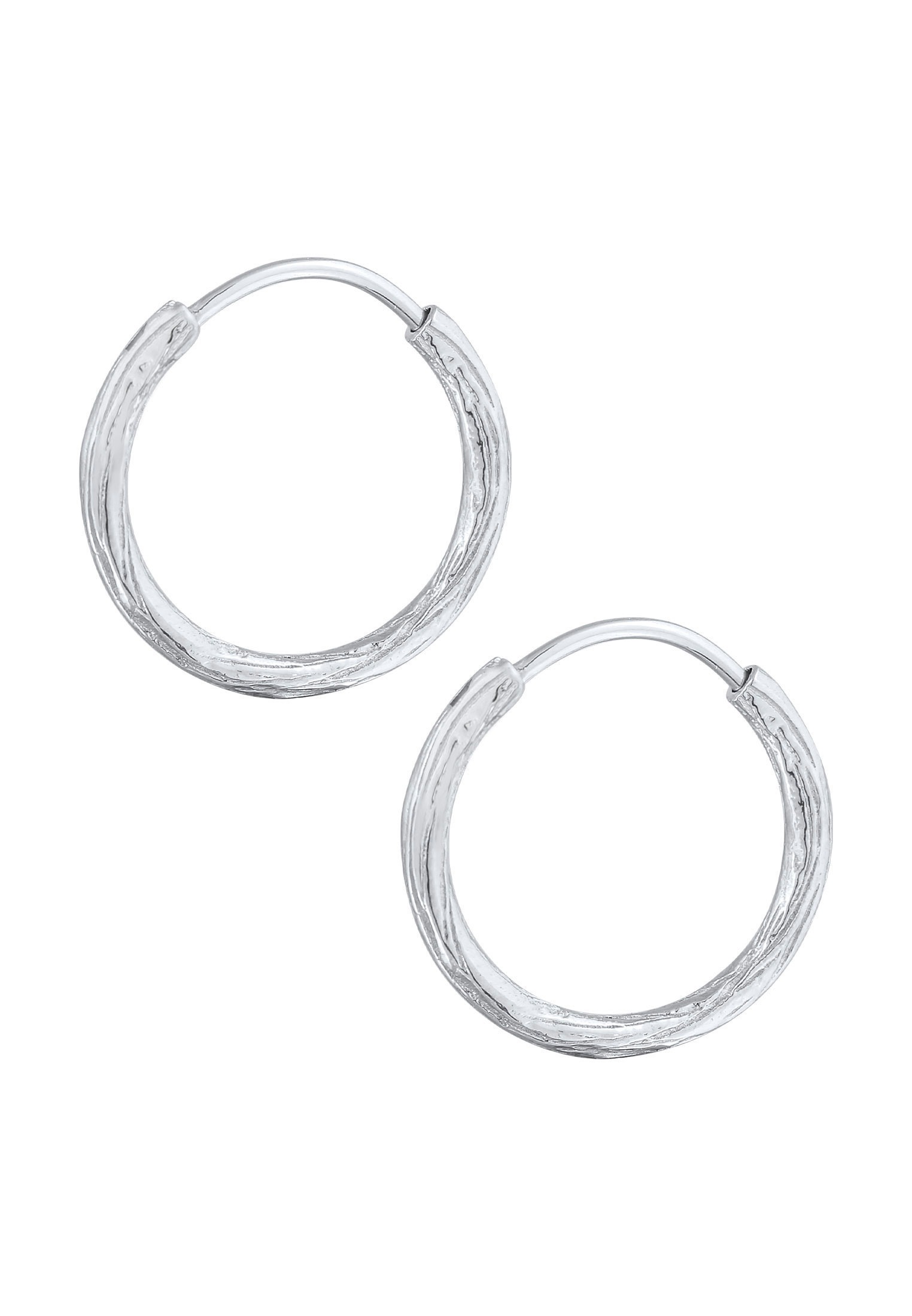 Elli Paar Creolen »Ohrringe Creole Casual Raues Finish 925 Silber«
