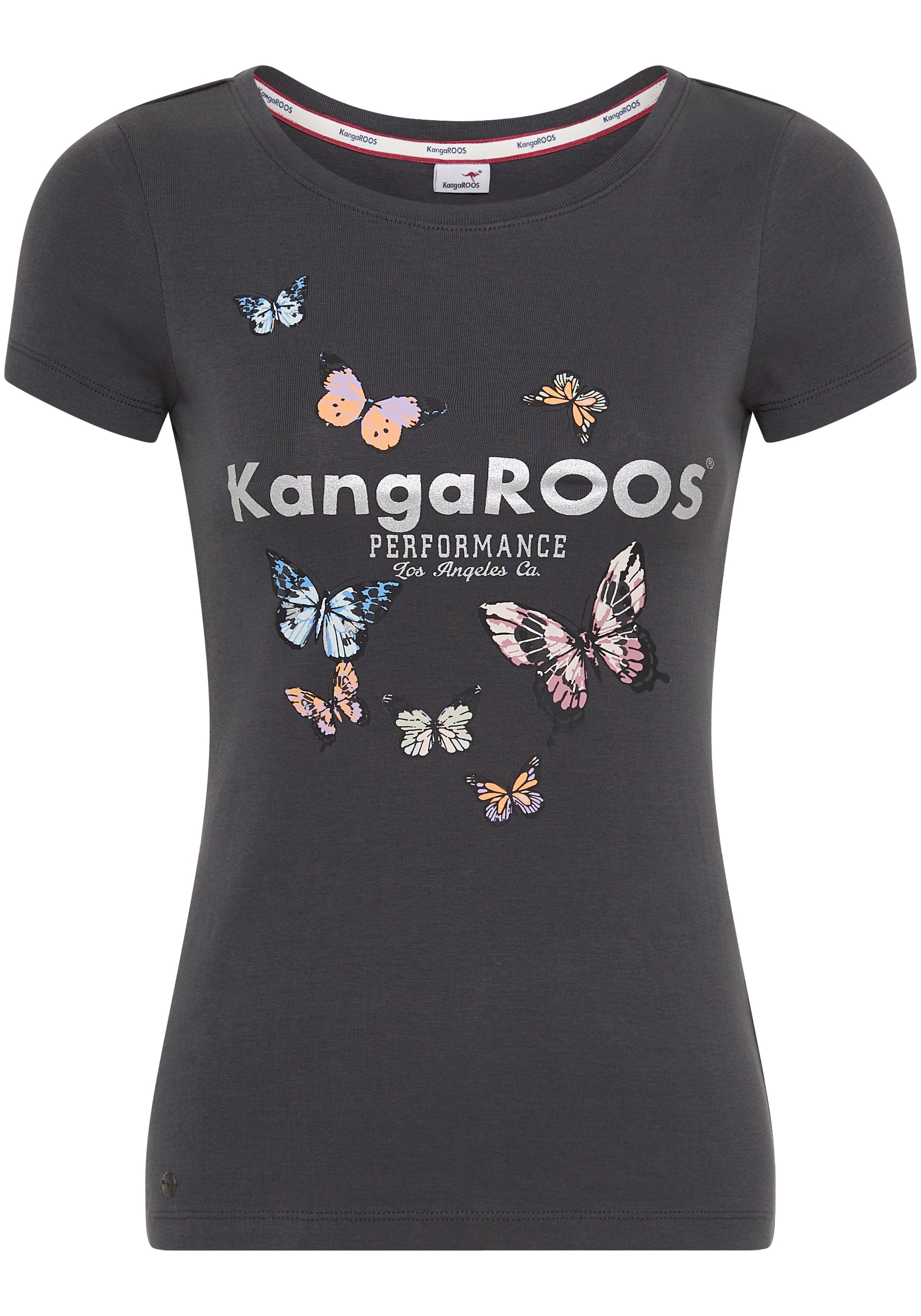 KangaROOS T-Shirt, mit filigranem Logodruck & Schmetterlingen - NEUE FARBEN
