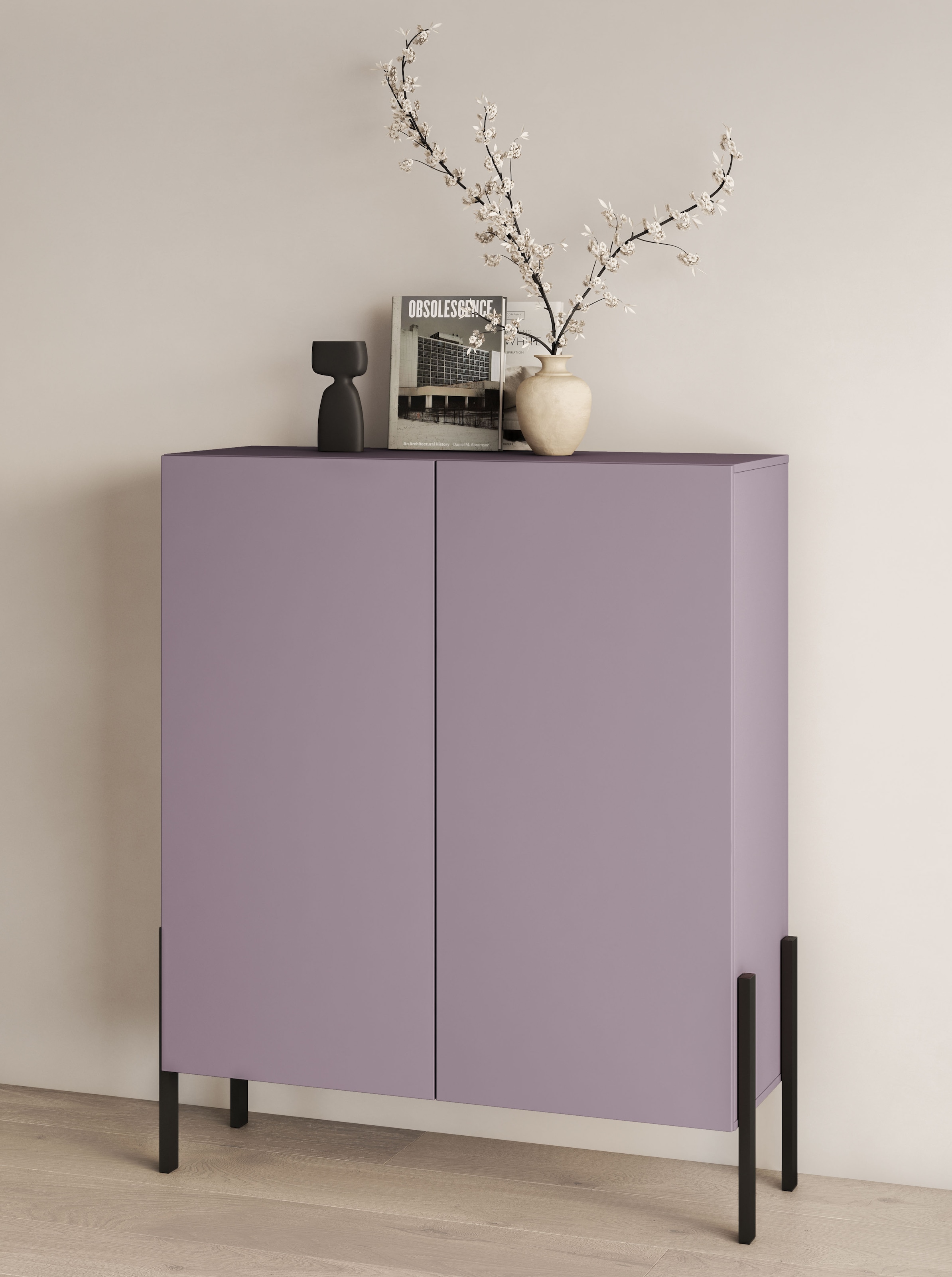 INOSIGN Kommode »Jukon, Breite 110 cm, moderne grifflose Hochschrank, 2Türen«, Highboard mit viel Stauraum, push-to-open-Funktion