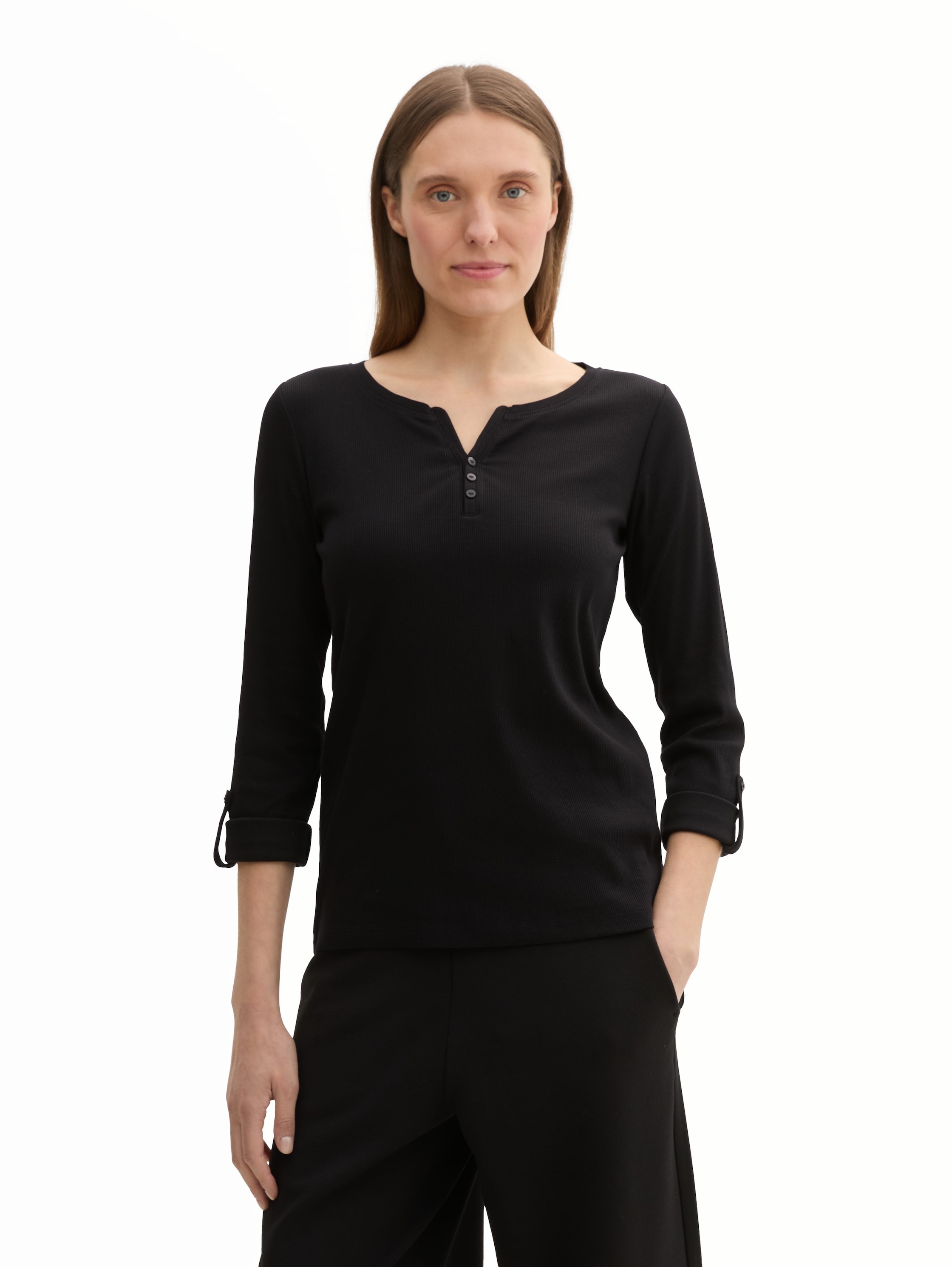 TOM TAILOR Henleyshirt, mit Turn-Up-Arm