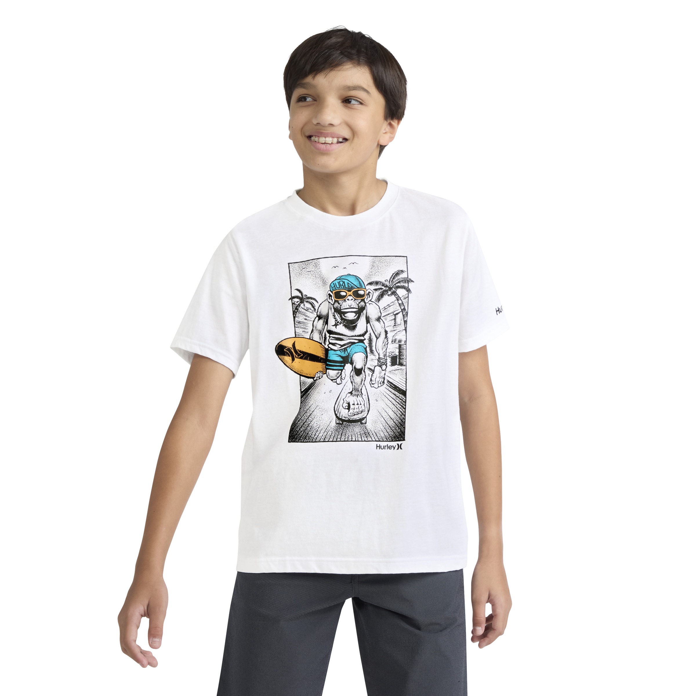 Hurley T-Shirt »HRLB BEACH MONKEY SS TEE« mit Print, aus Baumwolle und Polyester