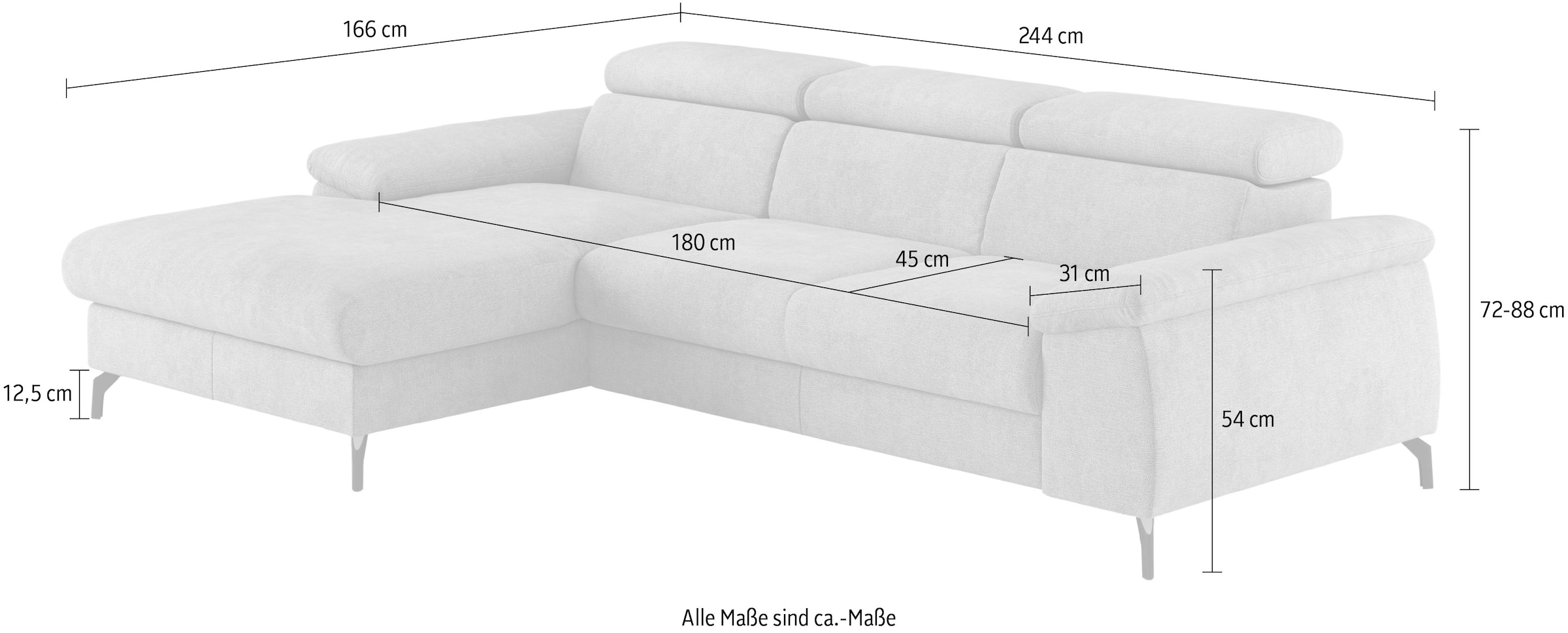COTTA Ecksofa »Kitty L-Form«, mit Kopfteilverstellung, wahlweise mit Bettfunktion & Bettkasten