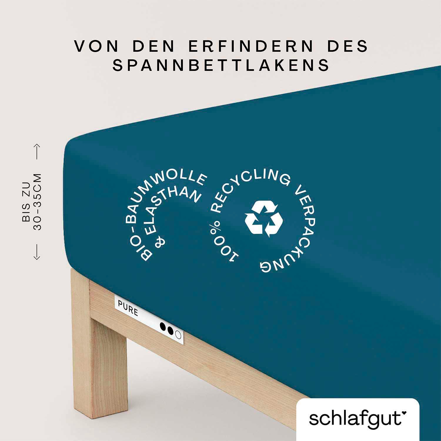 Schlafgut Spannbettlaken »PURE Bio-Baumwolle mit Elasthan, dehnbar blickdicht, straff, Bettlaken«, PREMIUM Laken für Matratzen bis 30cm Höhe, in 90x200, 140x200, 180x200