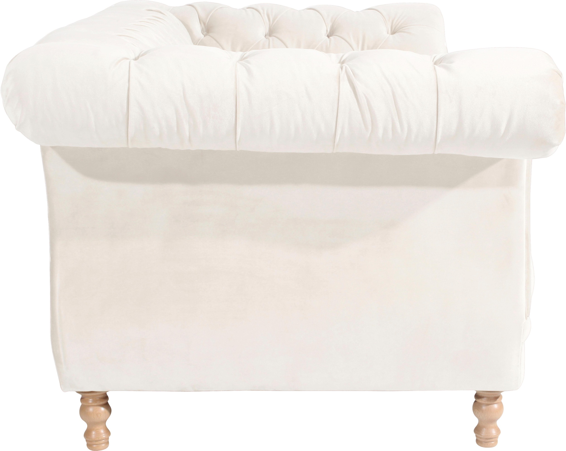 Max Winzer® Chesterfield-Sofa »Isabelle«, mit Knopfheftung & gedrechselten Füßen in Buche natur, Breite 200 cm
