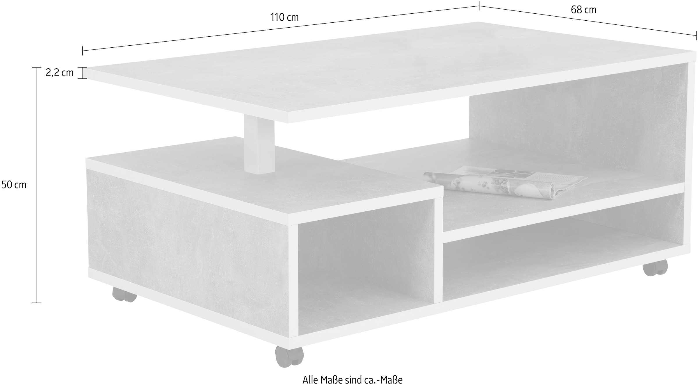HELA Couchtisch, auf Rollen, industrial Design