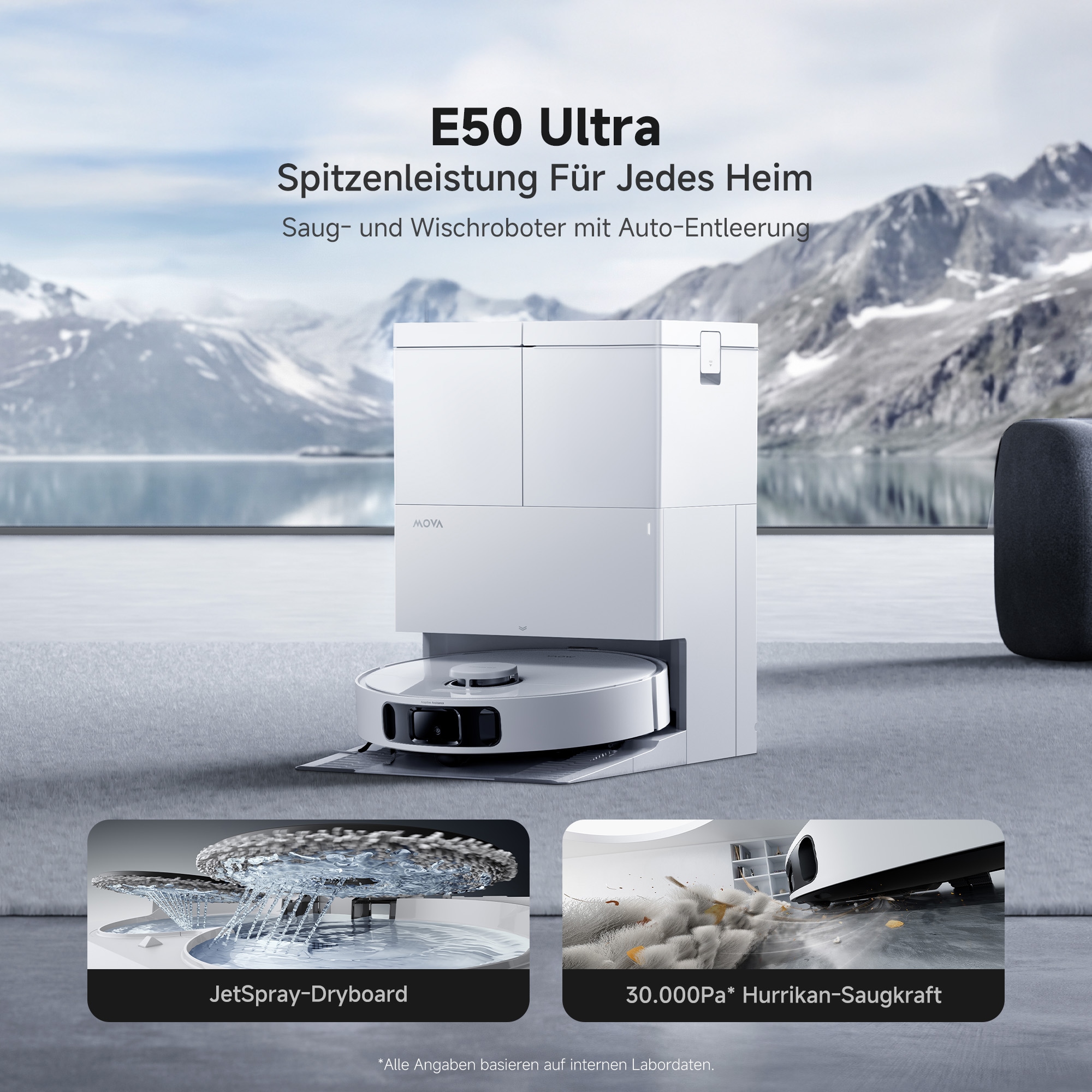 Mova Nass-Trocken-Saugroboter »MOVA E50 Ultra« TurboScrub-Technologie, Auto-Mopptrocknung mit Sprühdüsen