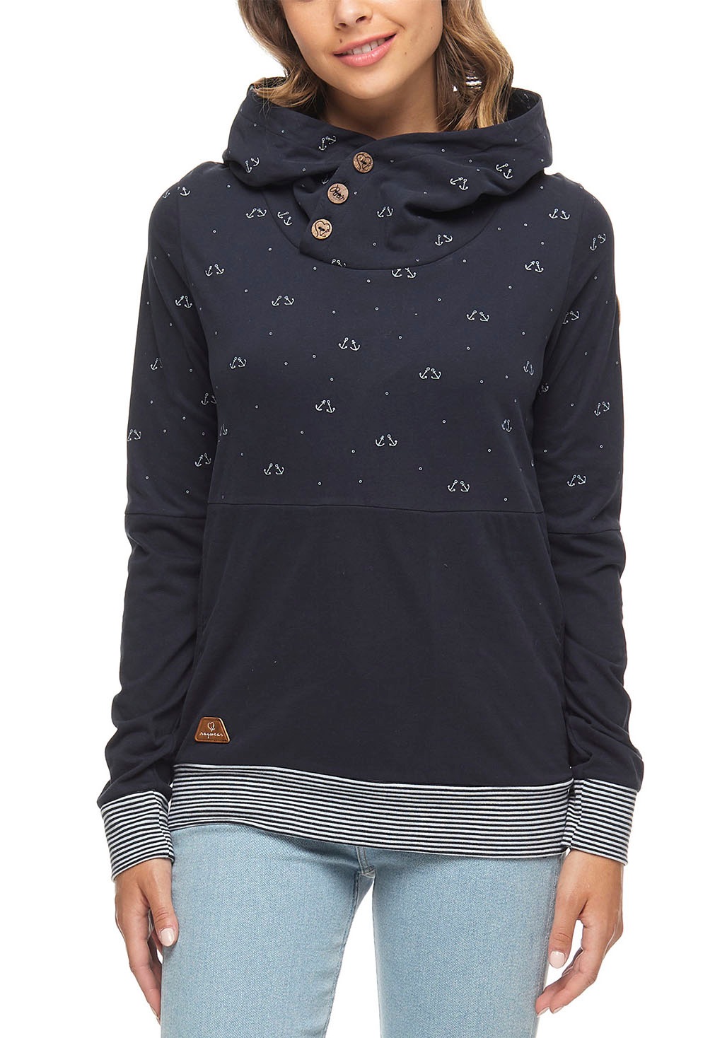 Ragwear Sweater »LUCIE«, mit spirituellem Zierknopf-Besatz