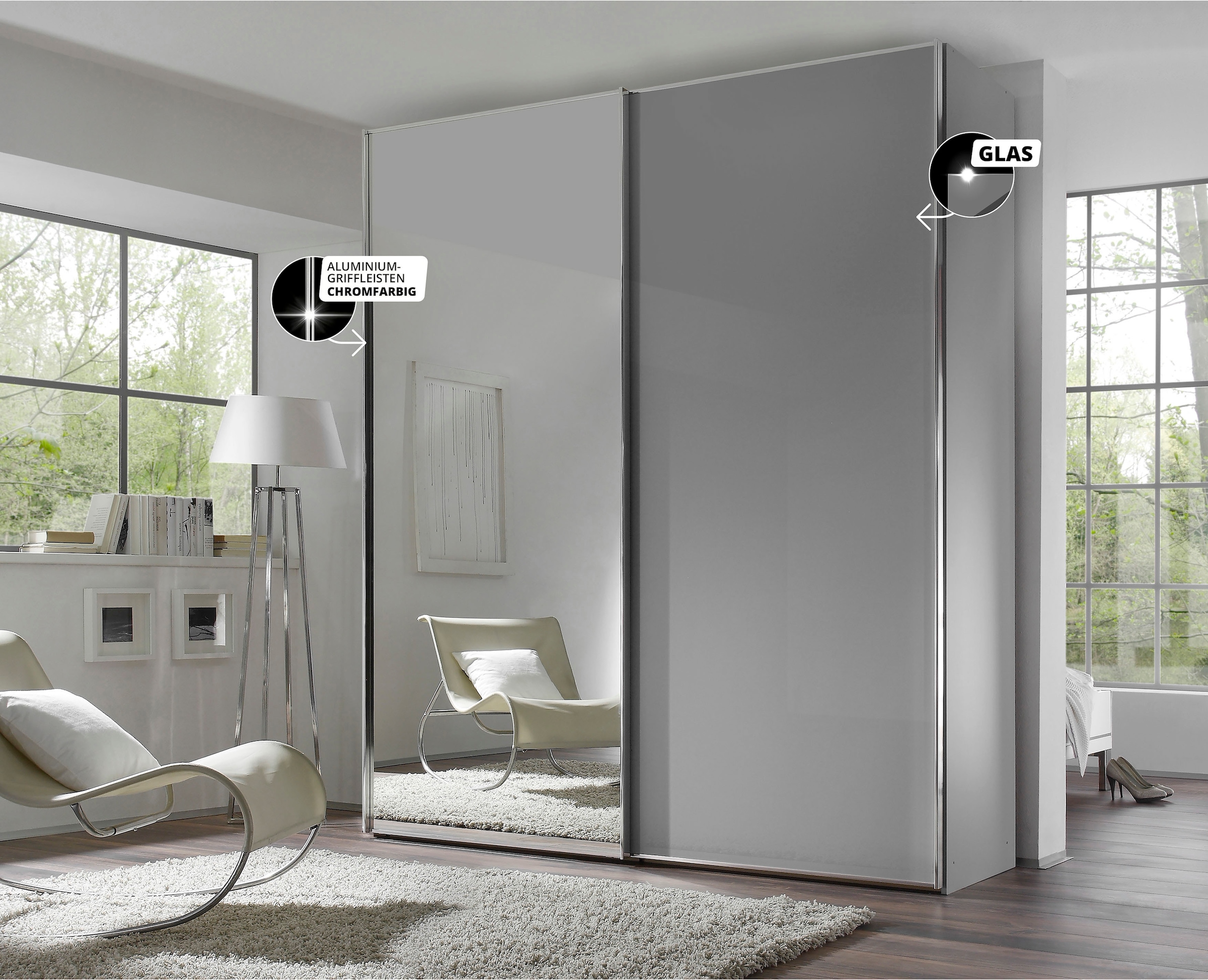 STAUD Schwebetürenschrank »Sinfonie Plus, edles Design in hochwertiger Qualität, Made in Germany« Mit Spiegeltüre und in vier verschiedenen Ausstattungsvarianten