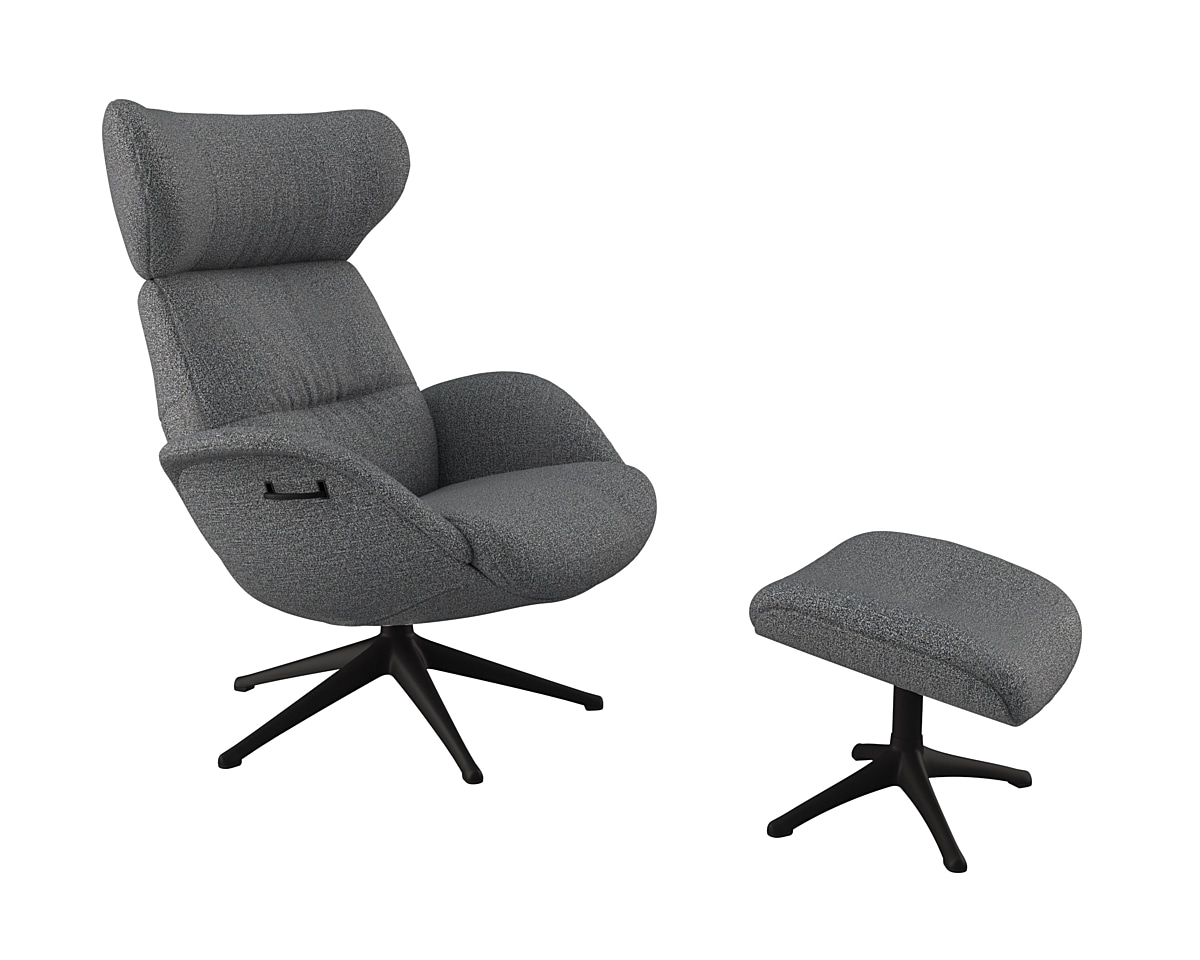 FLEXLUX Relaxsessel »Fernsehsessel More, ergonomisch, drehbar, robuster Fuß, Scandi«, Premium Komfort, Rücken- & Kopfteilverstellung, drehbar, Fuß schwarz