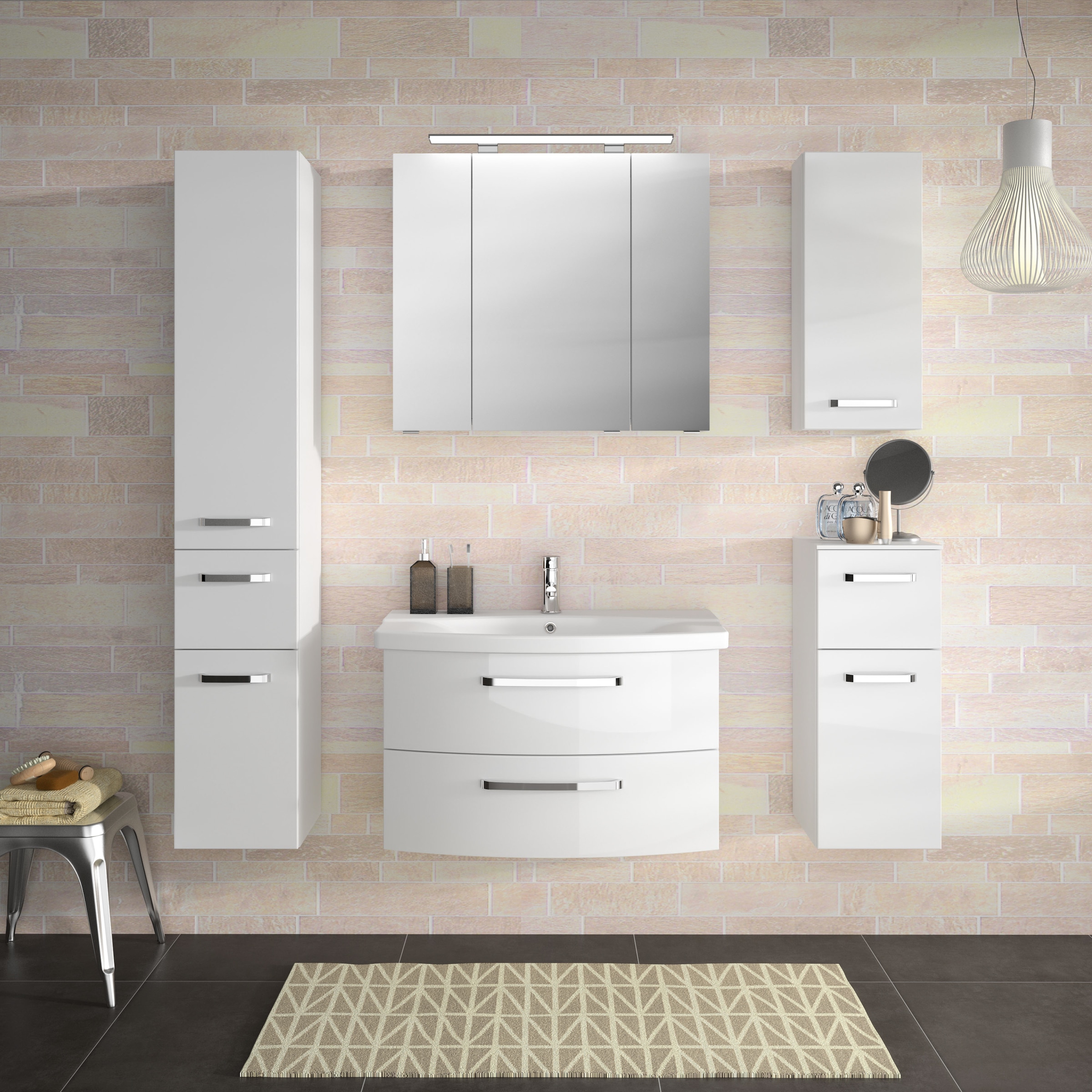 Saphir Hochschrank »Serie 4010 Badschrank 30 cm breit, mit 2 Türen und 1 Schublade«, 3 Glas-Einlegeböden, Badezimmer-Hochschrank inkl. Türdämpfer