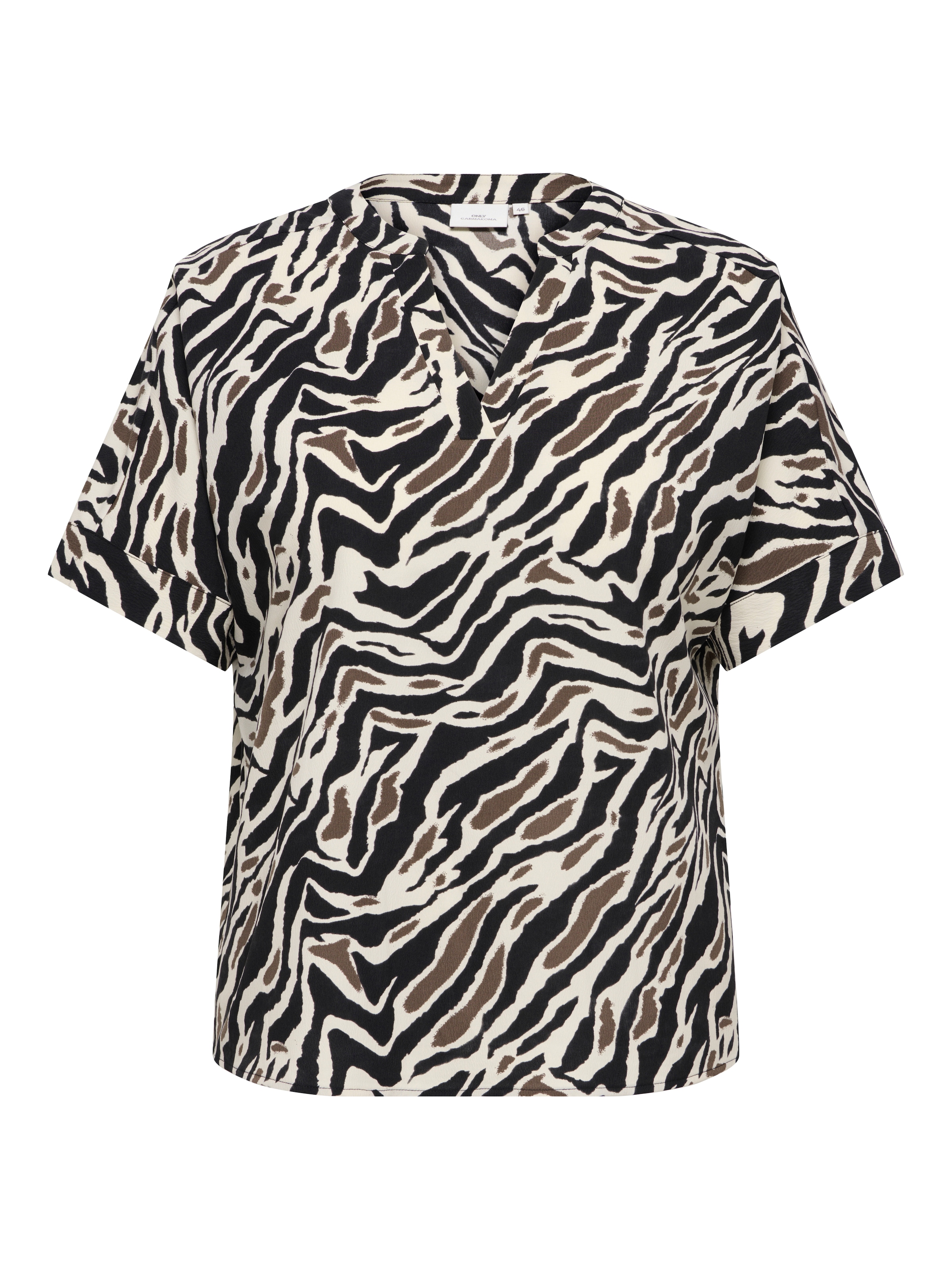 ONLY CARMAKOMA V-Shirt »CARELITE S/S V-NECK FOLD-UP TOP AOP«