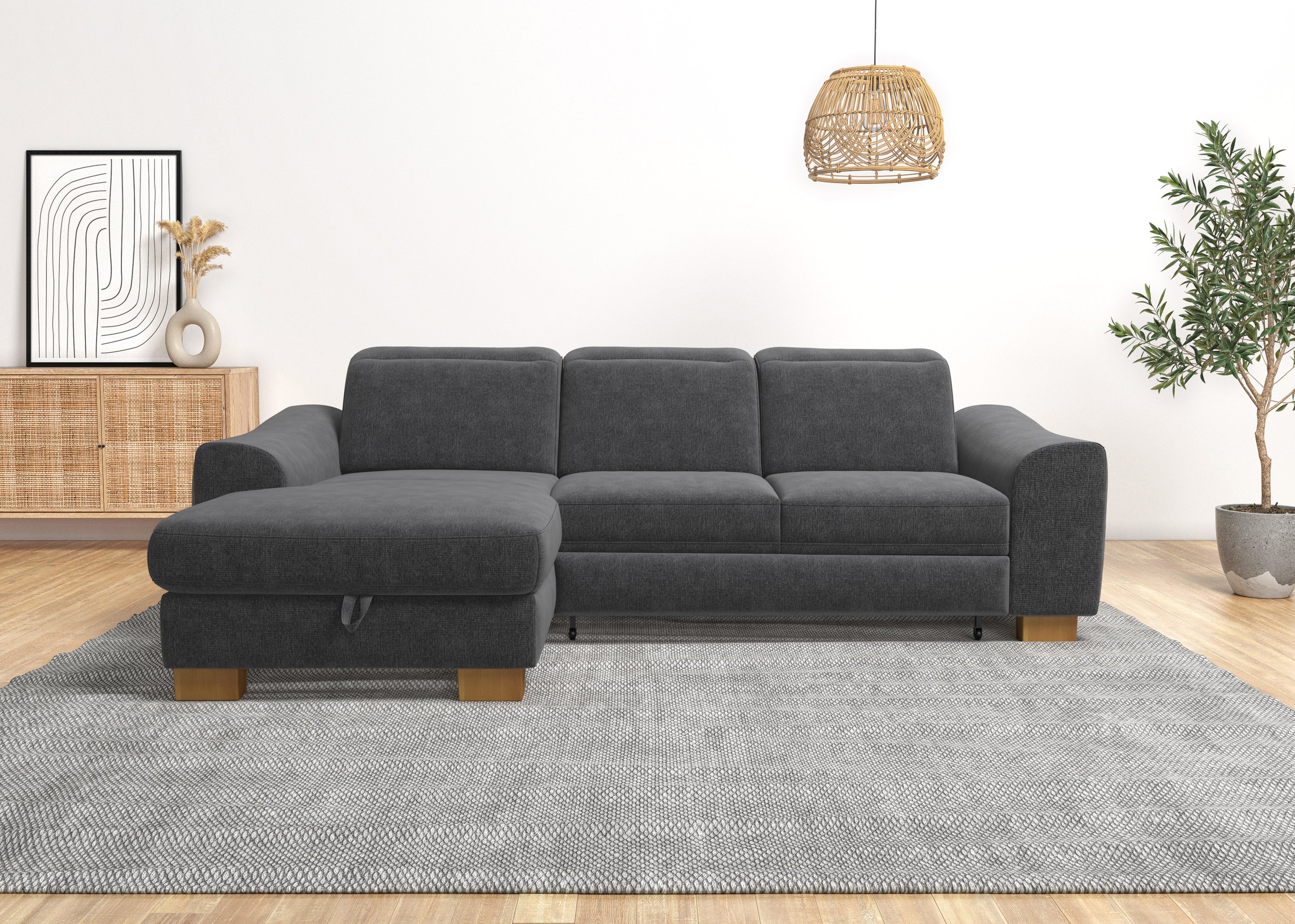 Home affaire Ecksofa »Dundee L-Form«, wahlweise mit Kopfteilverstellung und zusätzlich mit Bettfunktion