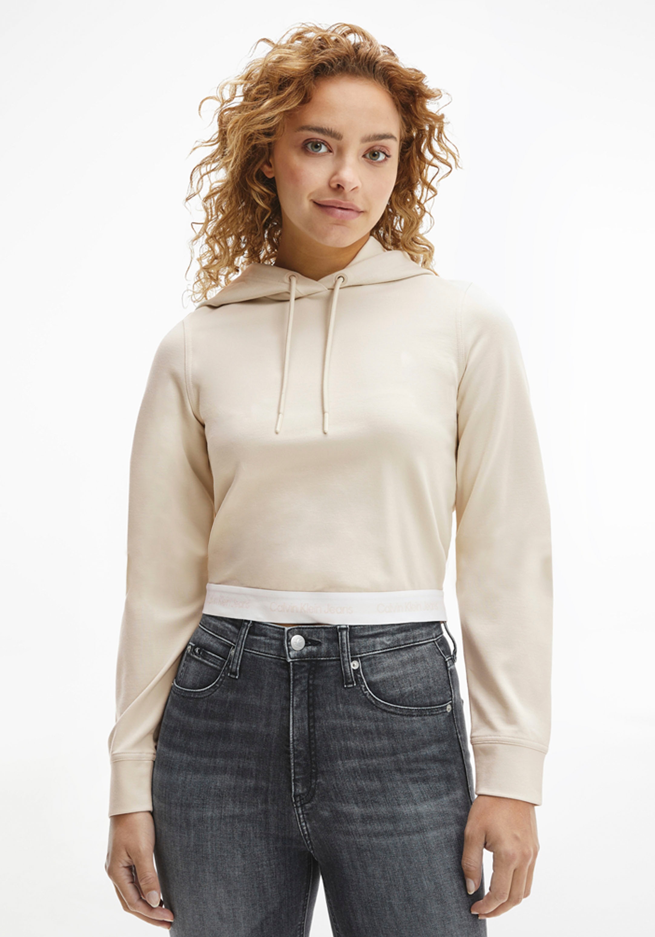Calvin Klein Jeans Kapuzenshirt »CONTRAST TAPE MILANO HOODIE«, Calvin Klein Jeans Logoschriftzug am Bündchen