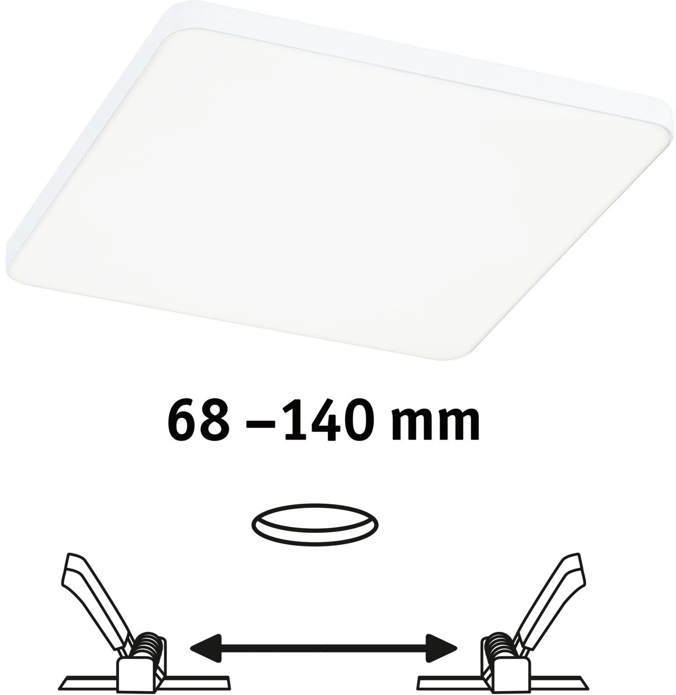 Paulmann LED Einbauleuchte »Veluna VariFit Edge IP44 eckig 160x160mm 1100lm 4000K Weiß«, 1 flammig, LED Einbaupanel IP44 eckig 160x160mm 1100lm 4000K Weiß