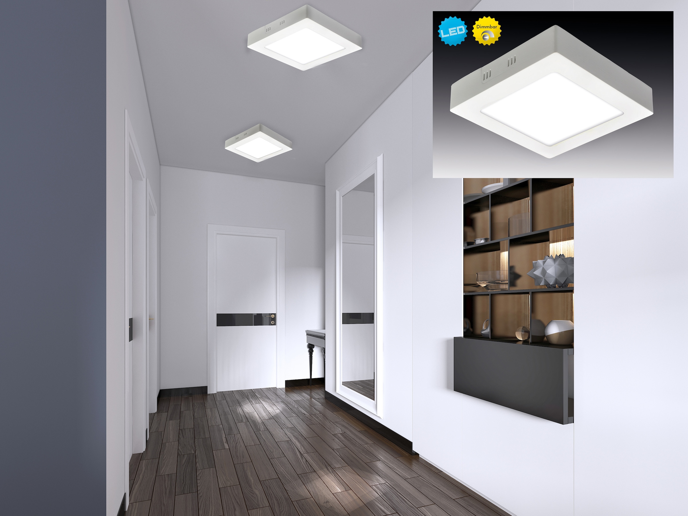 näve LED Panel »Dimplex« LED-Modul 1 Stk. Warmweiß Aufbaupanel weiß, dimmbar, Phasenabschnitt, Maße: s: 30x30cm, h:3,5cm