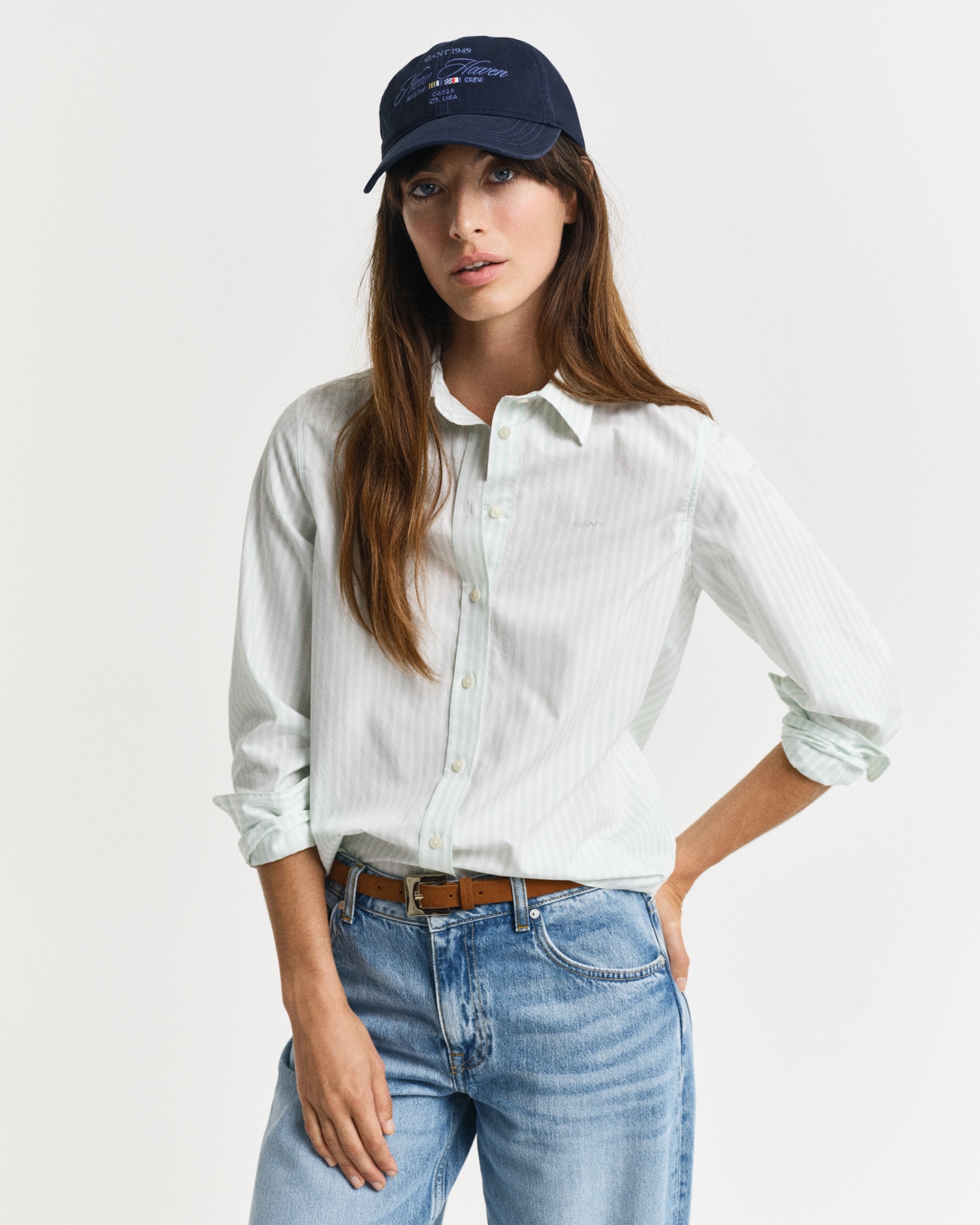 Gant Hemdbluse »REG POPLIN STRIPED SHIRT«, mit einer kleinen Logostickerei auf der Brust