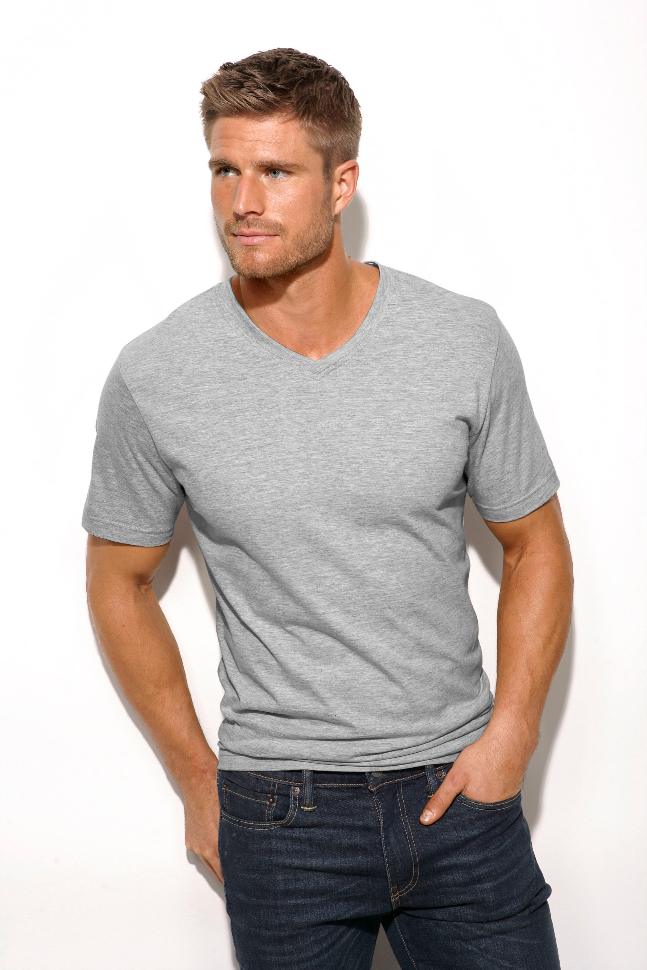 H.I.S T-Shirt, (Packung, 3 tlg.), mit V-Ausschnitt aus Baumwolle, Unterhemd, T-Shirt
