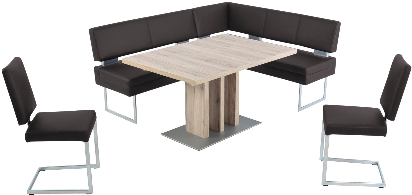 K+W Komfort & Wohnen Essgruppe, (4 tlg.), langer Schenkel links oder rechts, 2 Freischwinger, 1 Funktionstisch