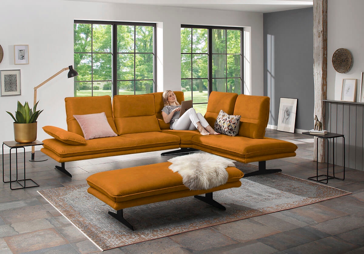 W.SCHILLIG Ecksofa »broadway, Designsofa, toller Sitzkomfort, zeitlos, elegant, L-Form« Sitztiefenverstellung, Kopfteil- & Seitenteilverstellung, Breite 284cm