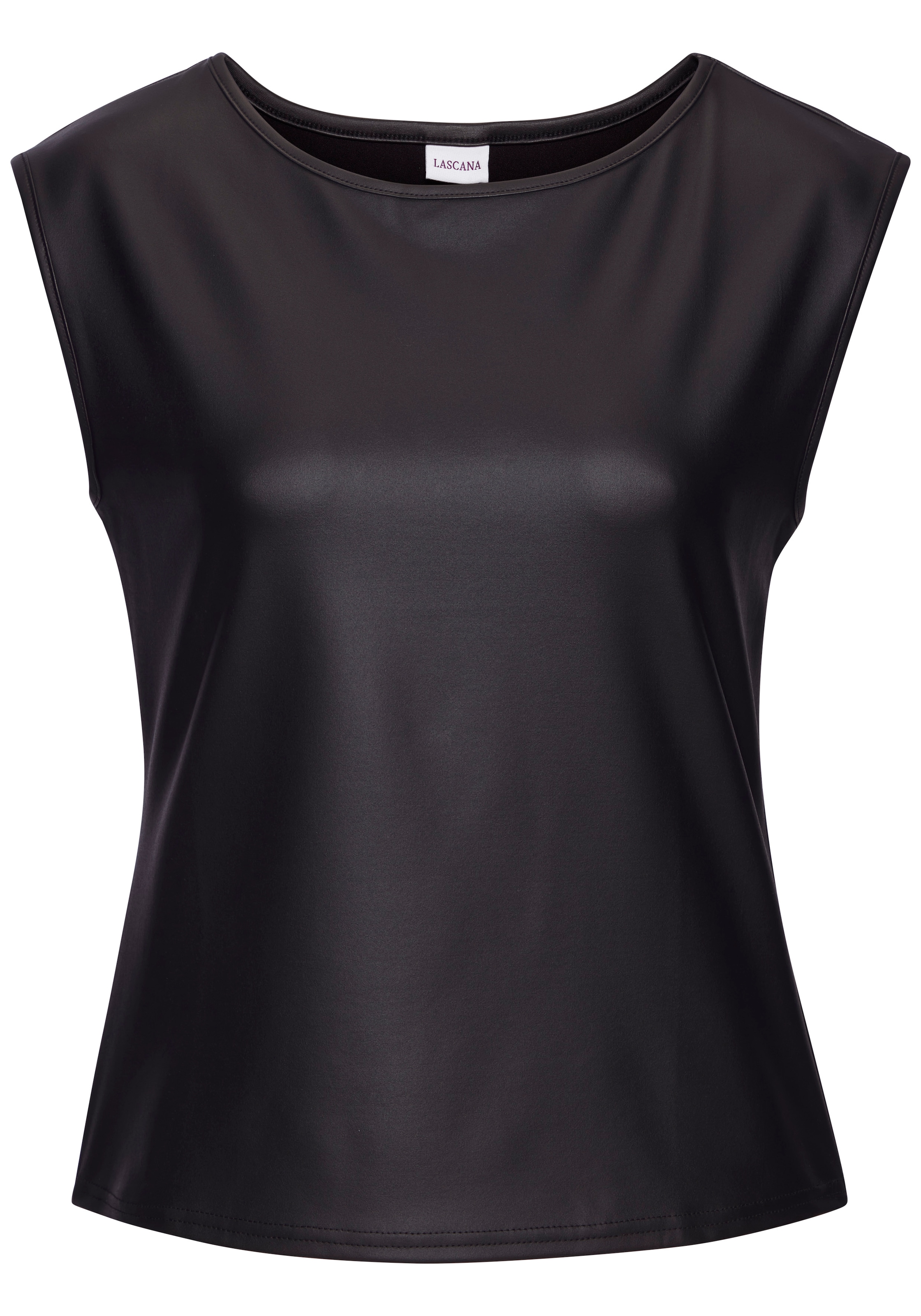 LASCANA Rundhalsshirt aus Lederimitat, Partytop