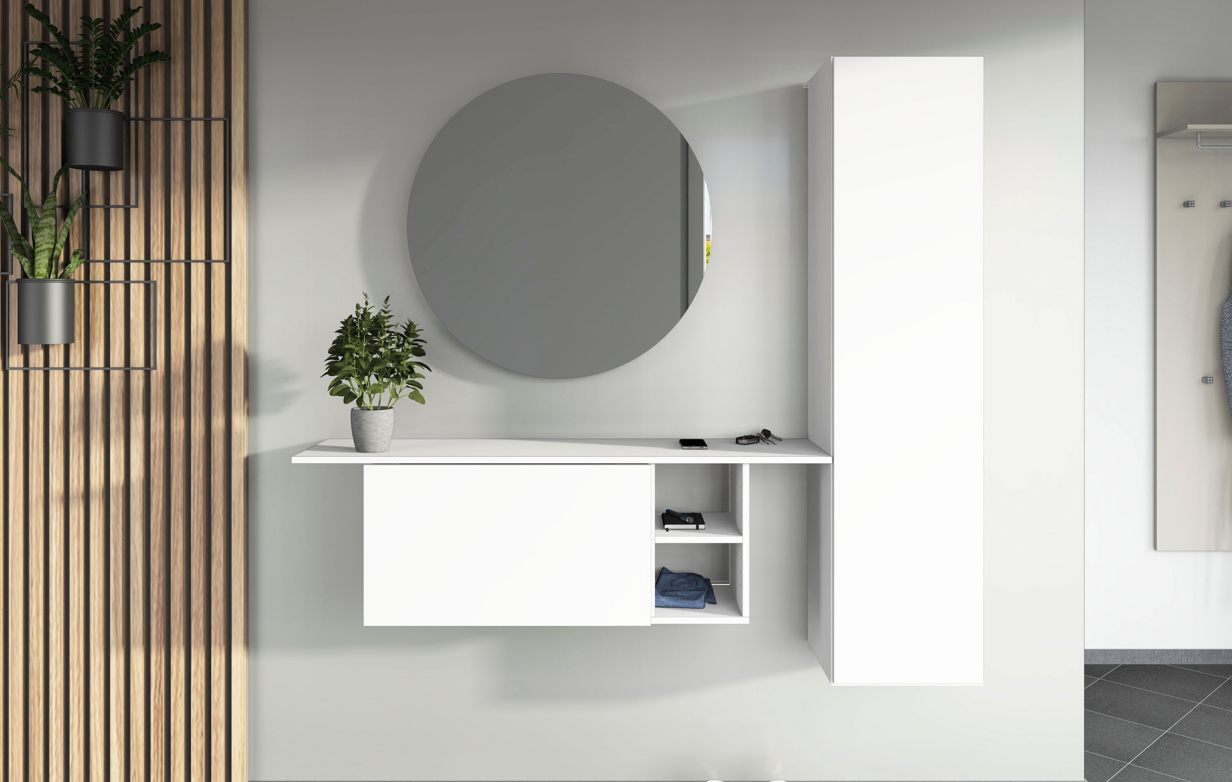 borchardt Möbel Garderoben-Set »Toledo, moderne Garderobe mit Spiegel, Schminktisch mit Regalfächern« Komplett-Set, 