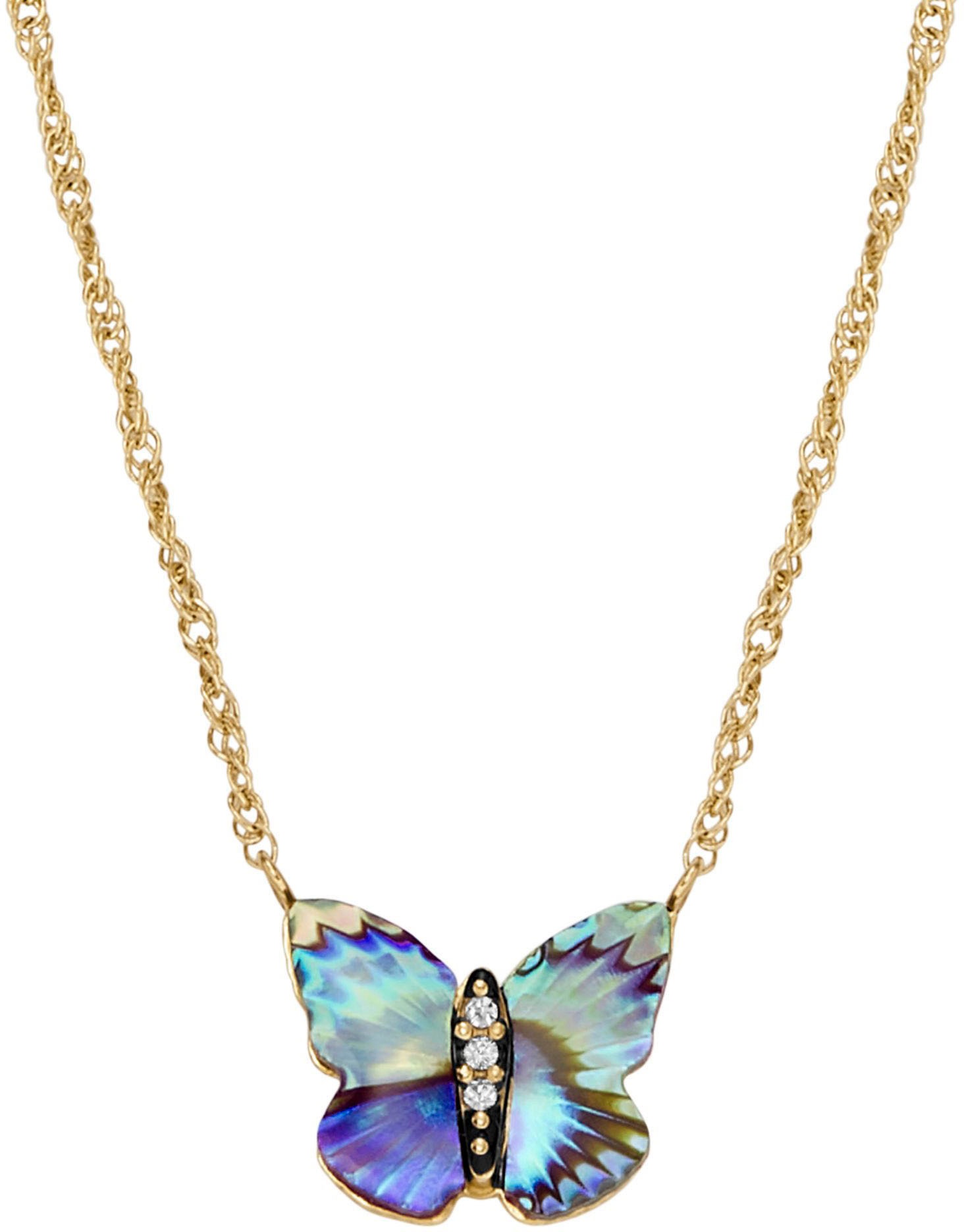 Fossil Kette mit Anhänger »Schmuck Geschenk Edelstahl Halskette Sutton Schmetterling«, mit Glasstein - mit Abalone-Perlmutt