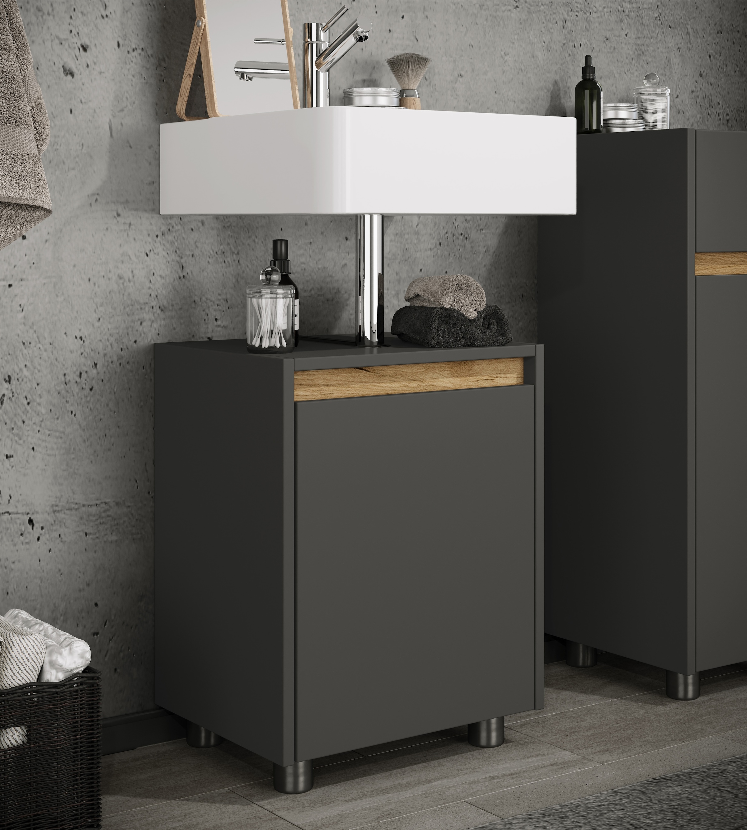 VCM Waschbeckenschrank »Holz Badschrank Badunterschrank 55x42x33 Cosila« 1 Stk. tlg.