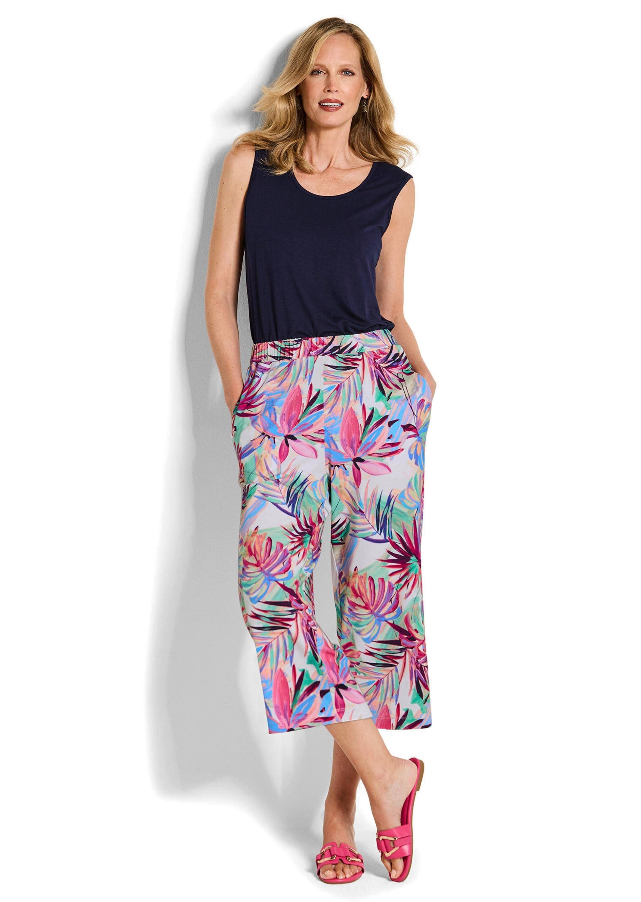 GOLDNER Schlupfhose »Jersey-Culotte VERA mit Palmenprint«