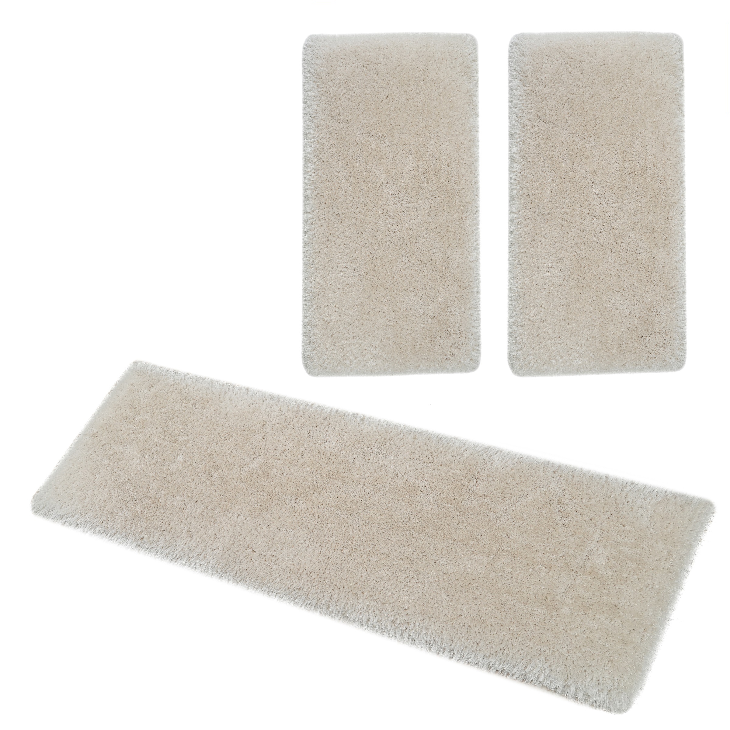 Guido Maria Kretschmer Home&Living Bettumrandung »Micro exclusiv Teppich, sehr hoher Flor, weich durch Mikrofaser«, (3 tlg.), Bettvorleger, Läufer-Set, weich, unifarben, Microfaser, Schlafzimmer