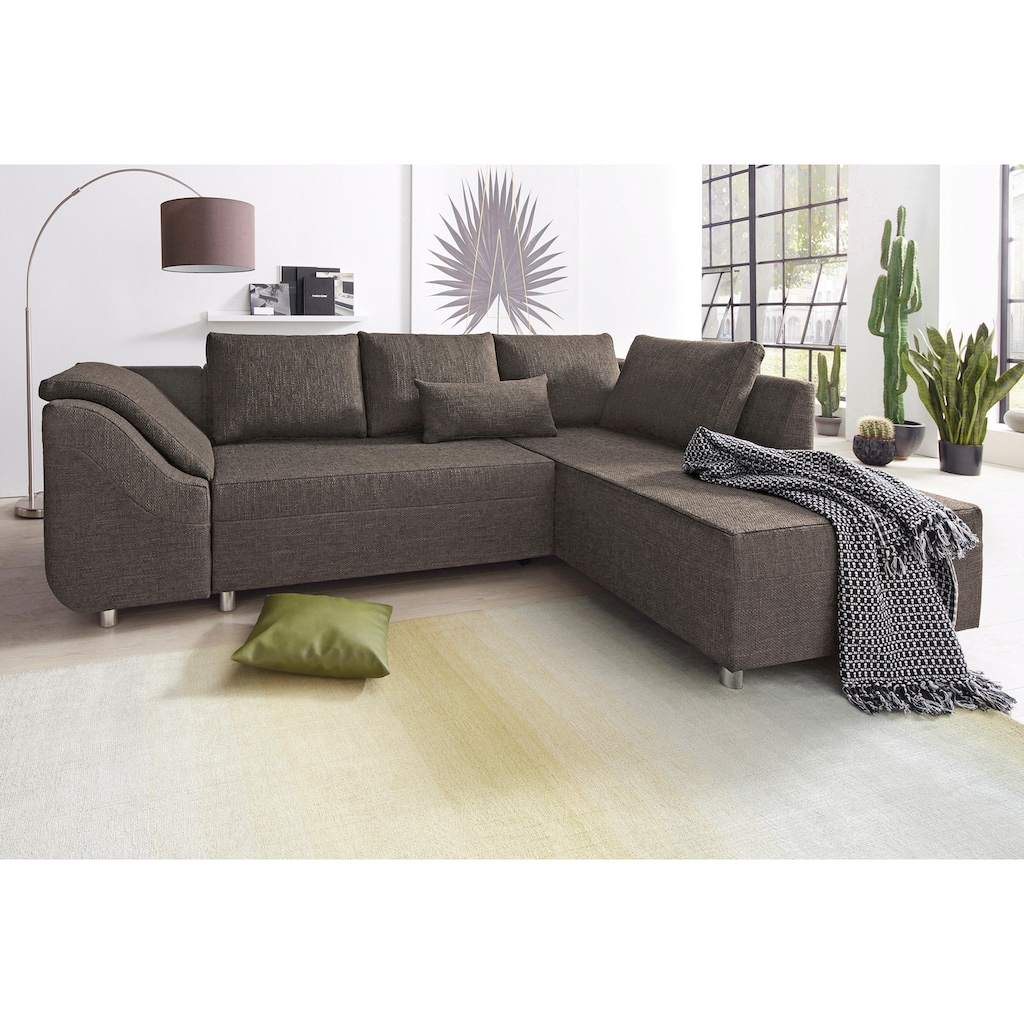 COLLECTION AB Ecksofa Sally L-Form, mit und ohne Bettfunktion, inklusive loser Rücken- und Zierkissen