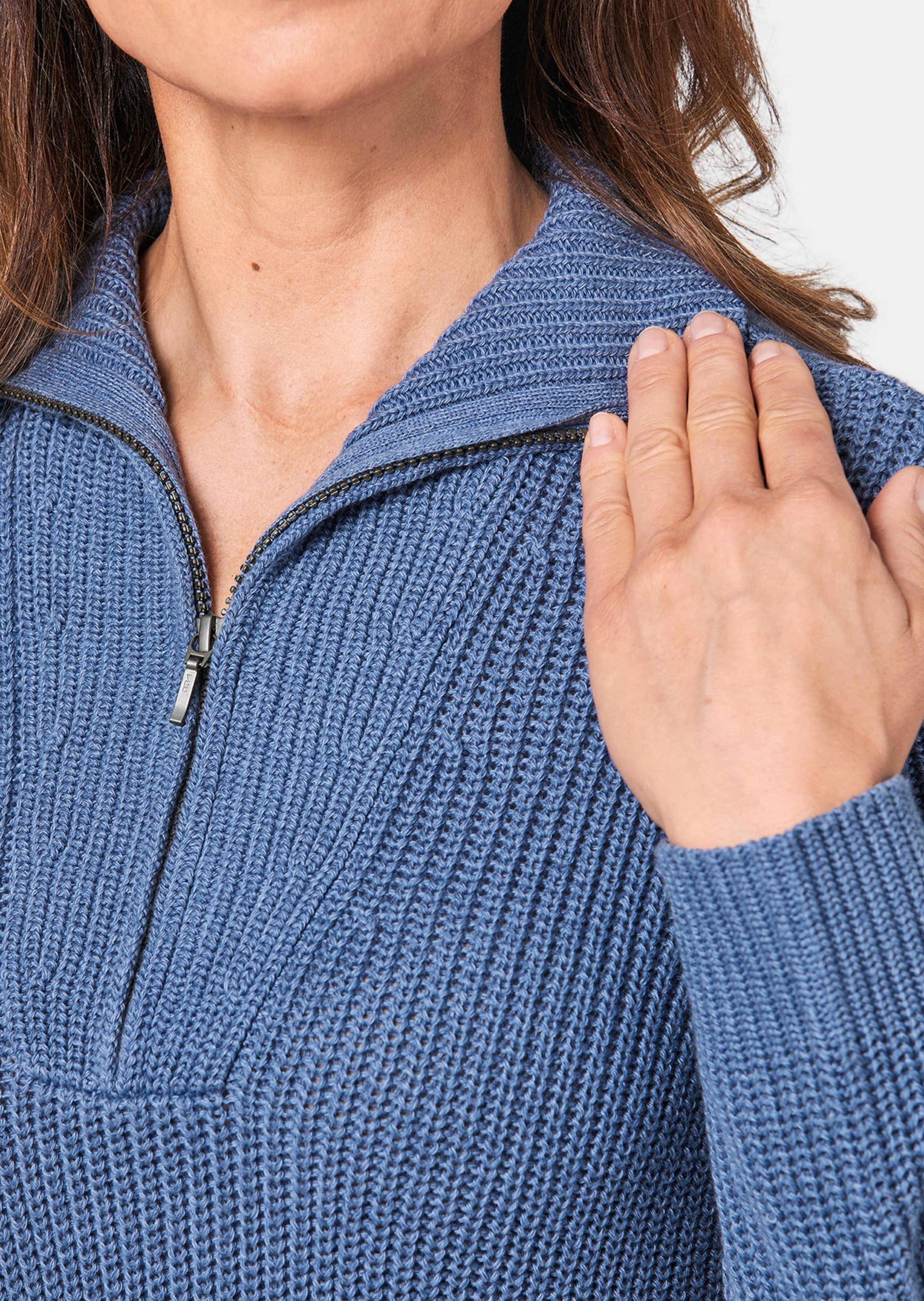 GOLDNER Strickpullover »Kurzgröße Sportiver Troyer mit Baumwollanteil«