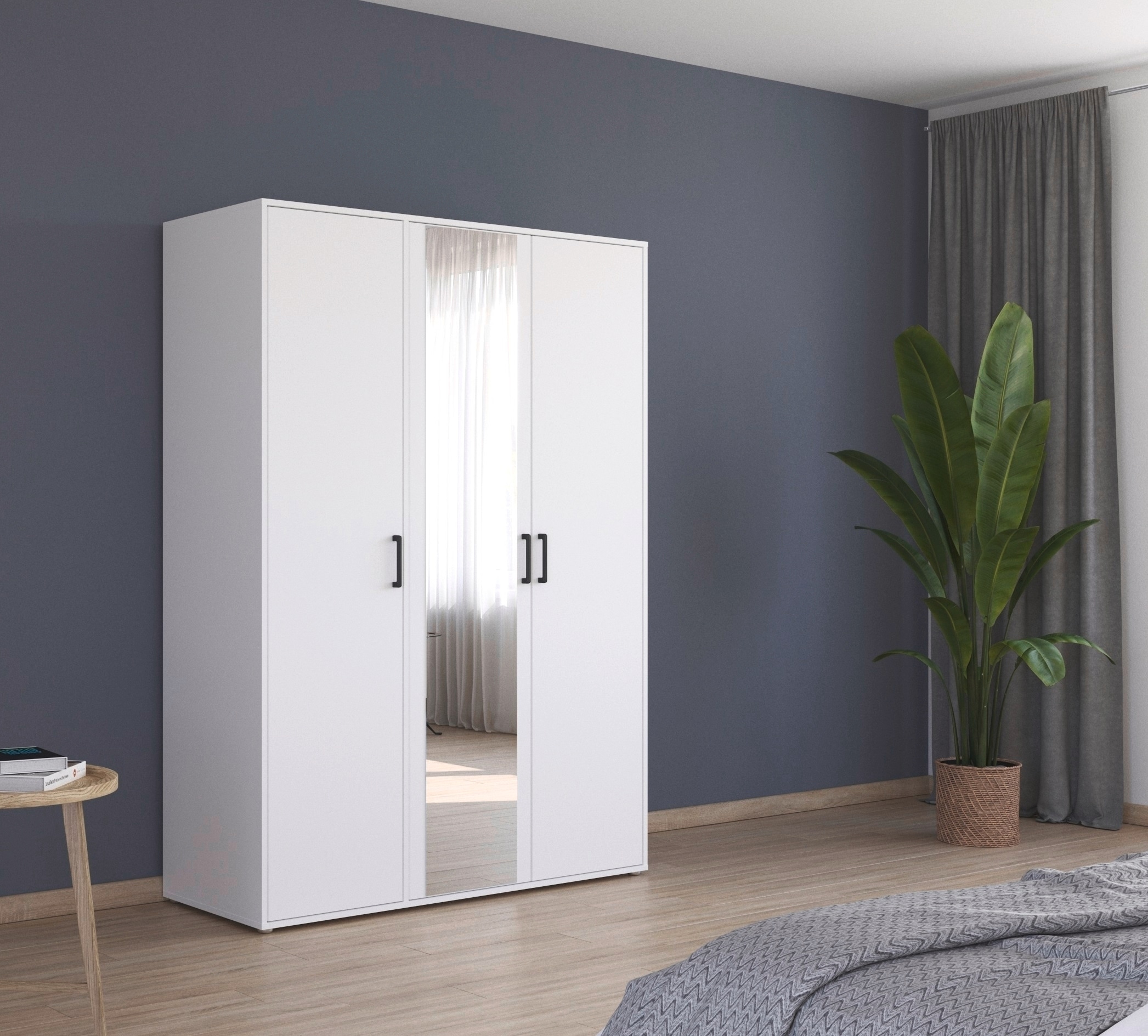 rauch Drehtürenschrank »Kleiderschrank Schrank Garderobe Wäscheschrank VOYAGER«, (in 3 verschiedenen Ausstattungen BASIC/CLASSIC/PREMIUM), mit modernen Griffen in Graumetallic und Spiegel