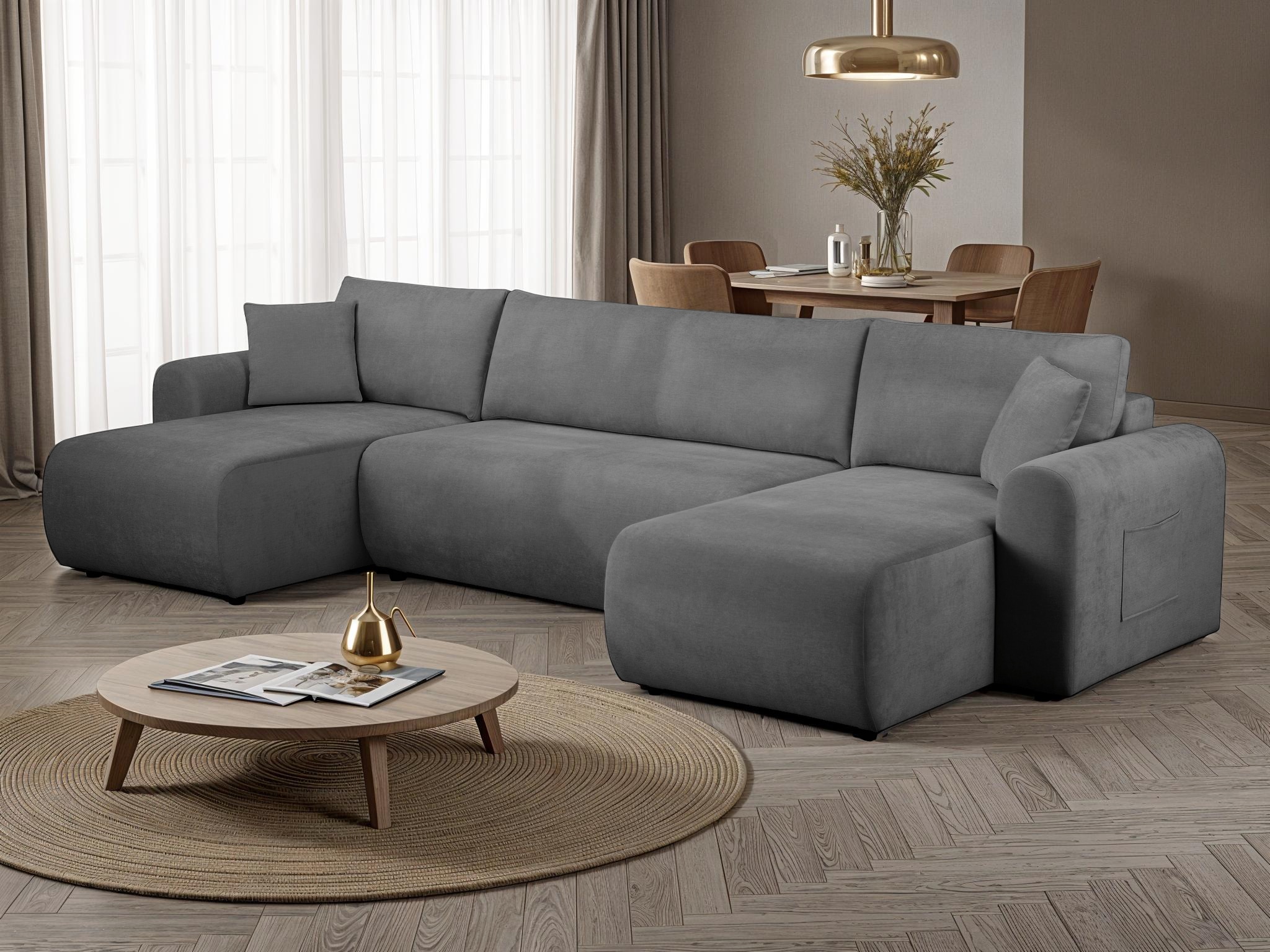 OTTO home Wohnlandschaft »JONAA Feinstruktur, U-Form, 311 cm. -OTTO. Verlässliche Qualität« Tonnentaschen-Federkern, Bettkasten, Schlafsofa (133/270)